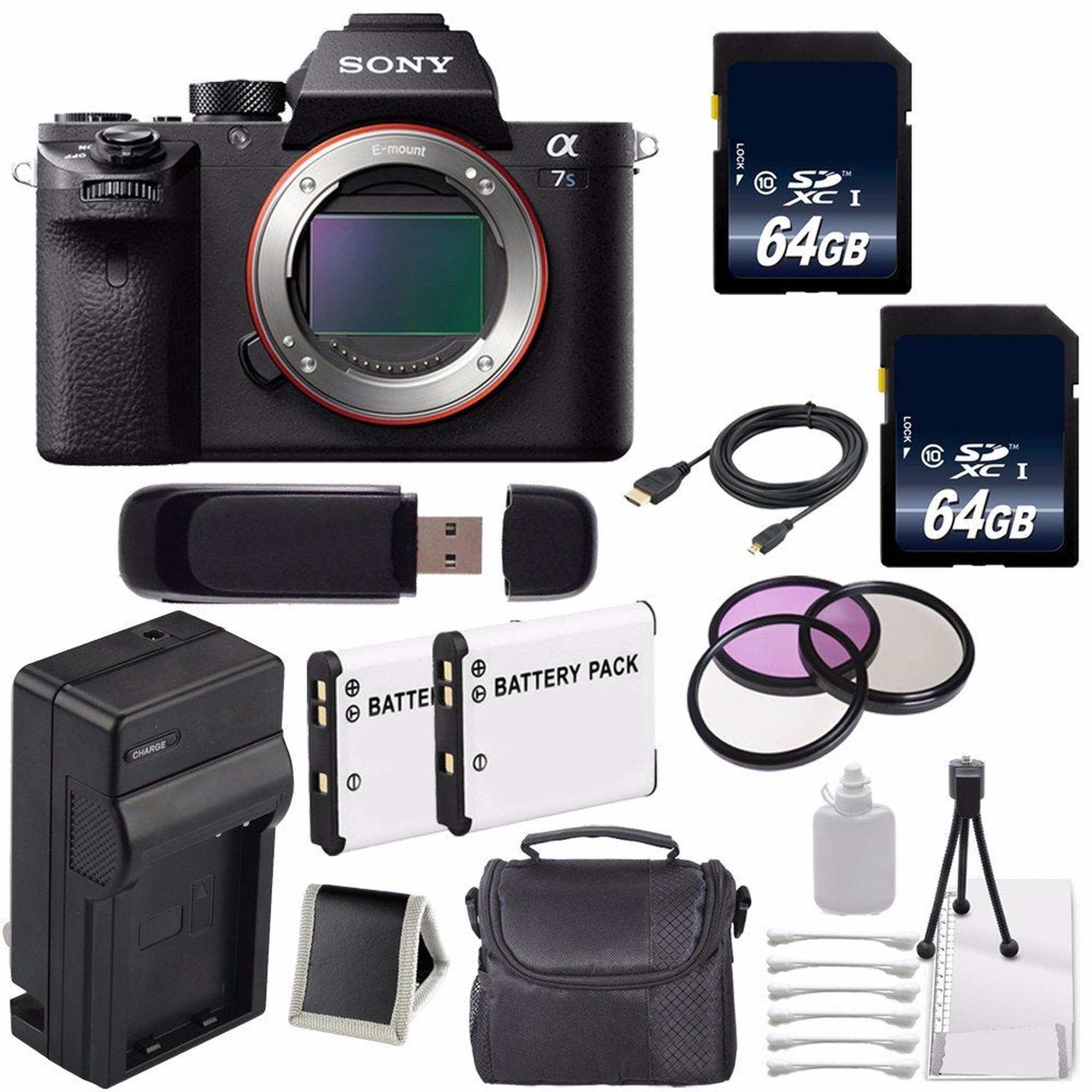 Sony Alpha a7S II a7S Mark II a7SII ILCE7SM2/B Mirrorless Digital Camera International Model + 62mm Filter Kit Advanced Bundle Sony