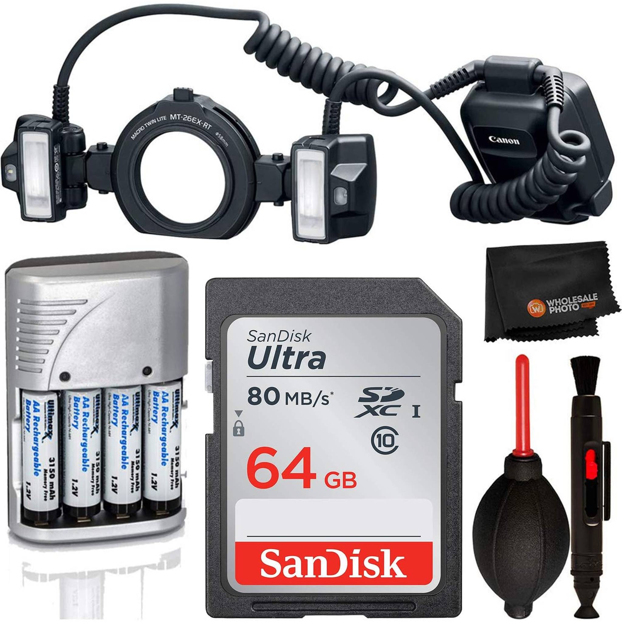 Canon MT-26EX-RT Macro Twin Lite 2398C002 Bundle with 64GB SanDisk SDXC Card Canon