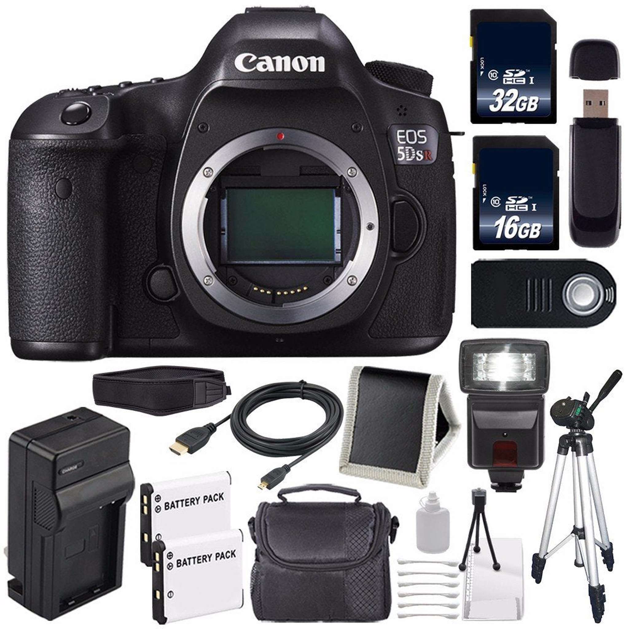 Canon EOS 5DS R DSLR Camera International Model 0582C002 + LP-E6 Battery + 32GB Card + 16GB Card Base Bundle Canon