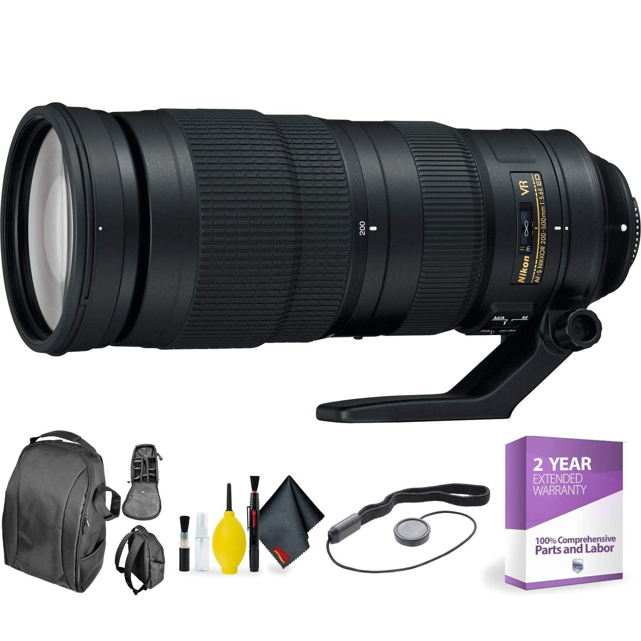 Nikon AF-S NIKKOR 200-500mm f/5.6E ED VR Lens + Cleaning Kit Bundle Nikon