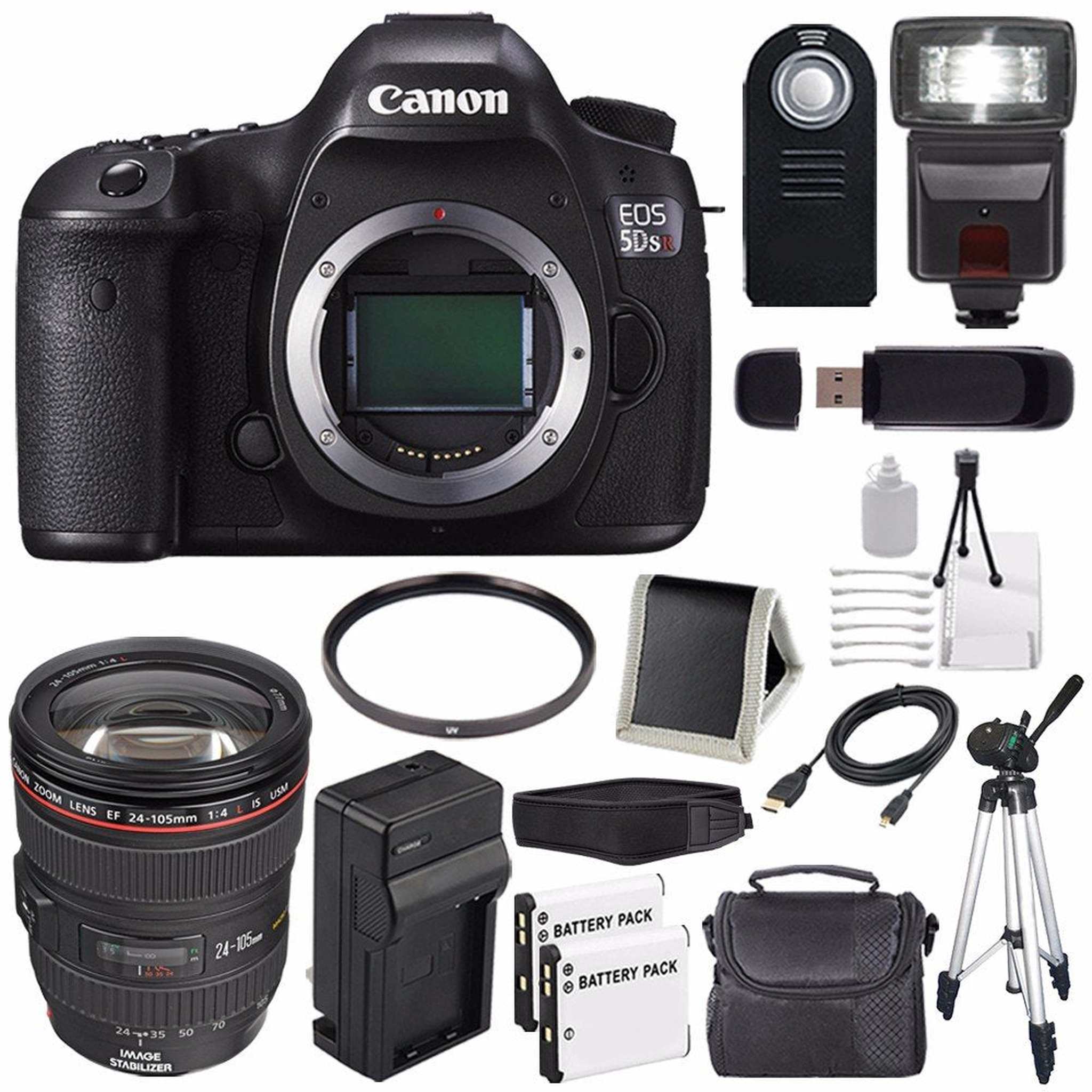 Canon EOS 5DS R DSLR Camera International Model 0582C002 + Canon EF 24-105mm f/4L is USM Lens + LP-E6 Battery Bundle Canon