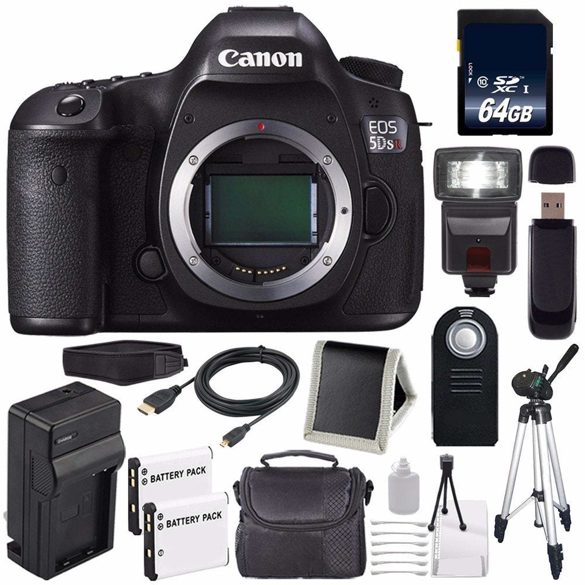 Canon EOS 5DS R DSLR Camera International Model 0582C002 + LP-E6 Battery + 64GB Memory Card Deluxe Bundle Canon