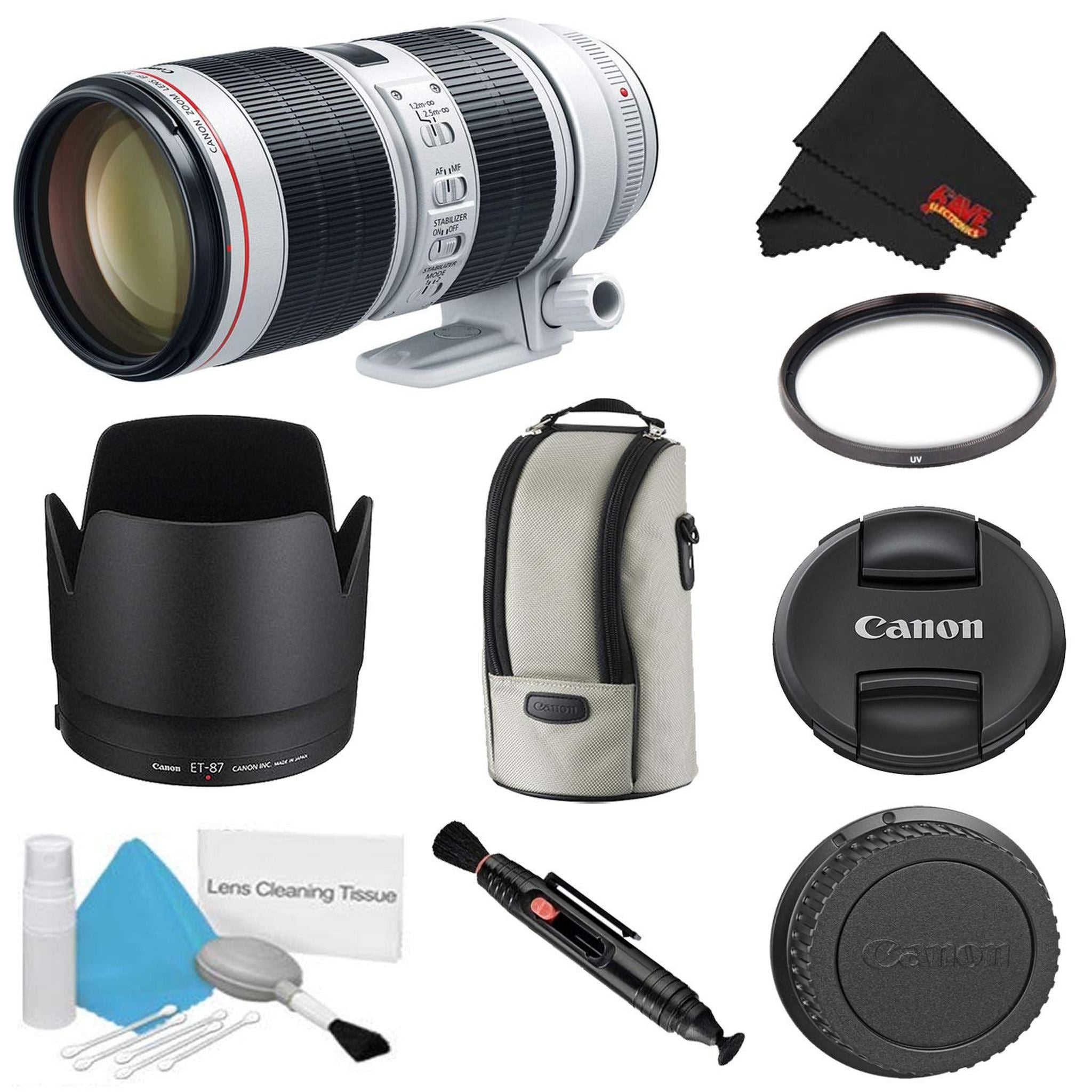 Canon EF 70-200mm f/2.8L is III USM Lens Bundle w/UV Filter International Model Canon