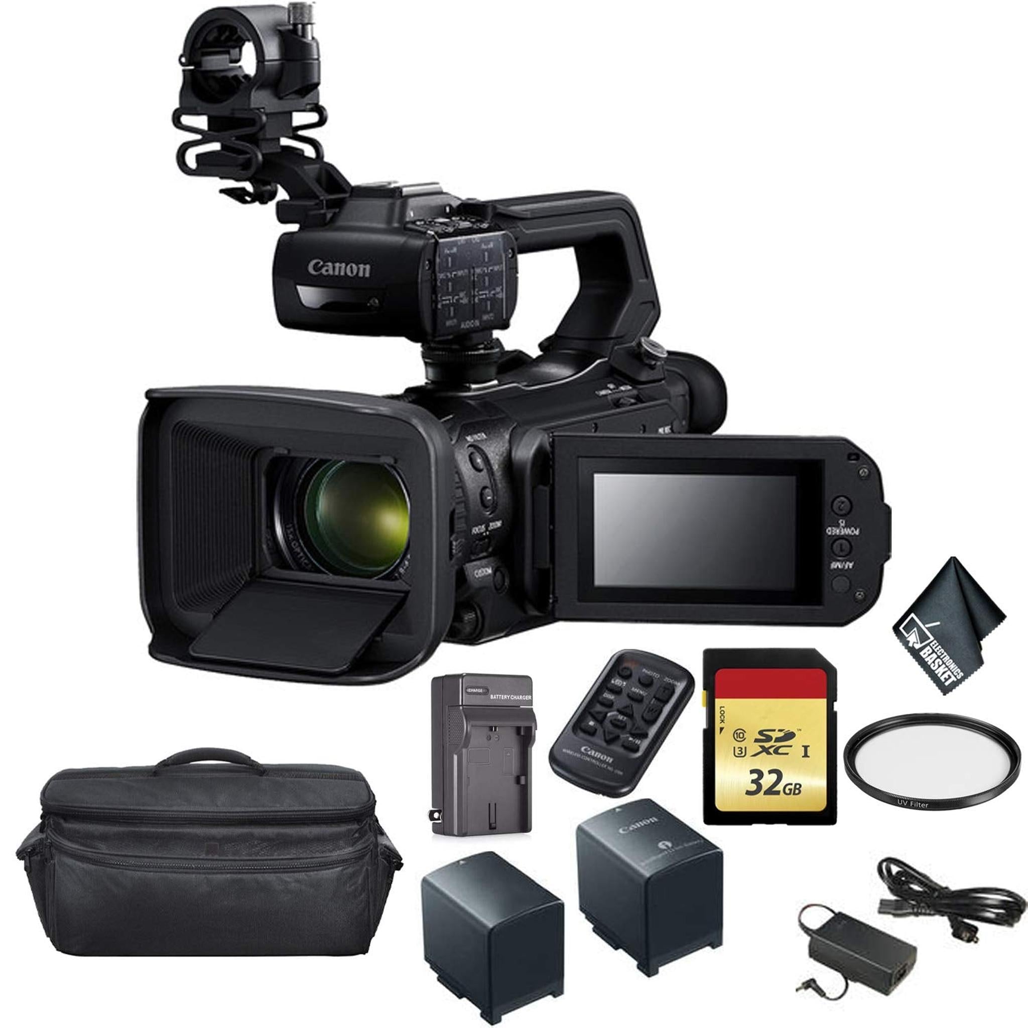 Canon XA55 Professional UHD 4K Camcorder Bundle with Spare Battery + 32GB Memory Card + Carrying Case + UV Filter + More Canon