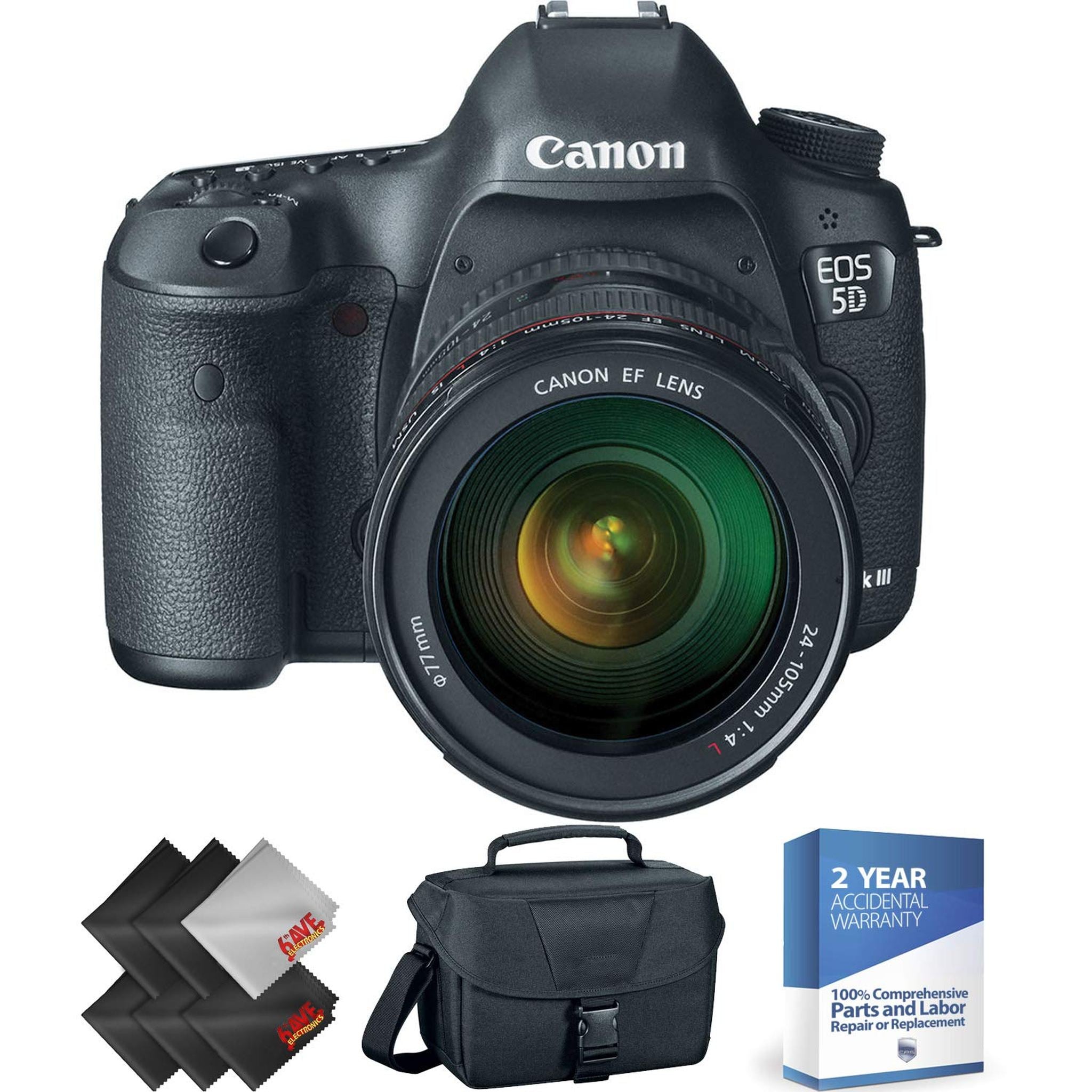 Canon EOS 5D Mark III DSLR Camera with 24-105mm Lens + 2 Year Accidental Warranty Bundle Canon