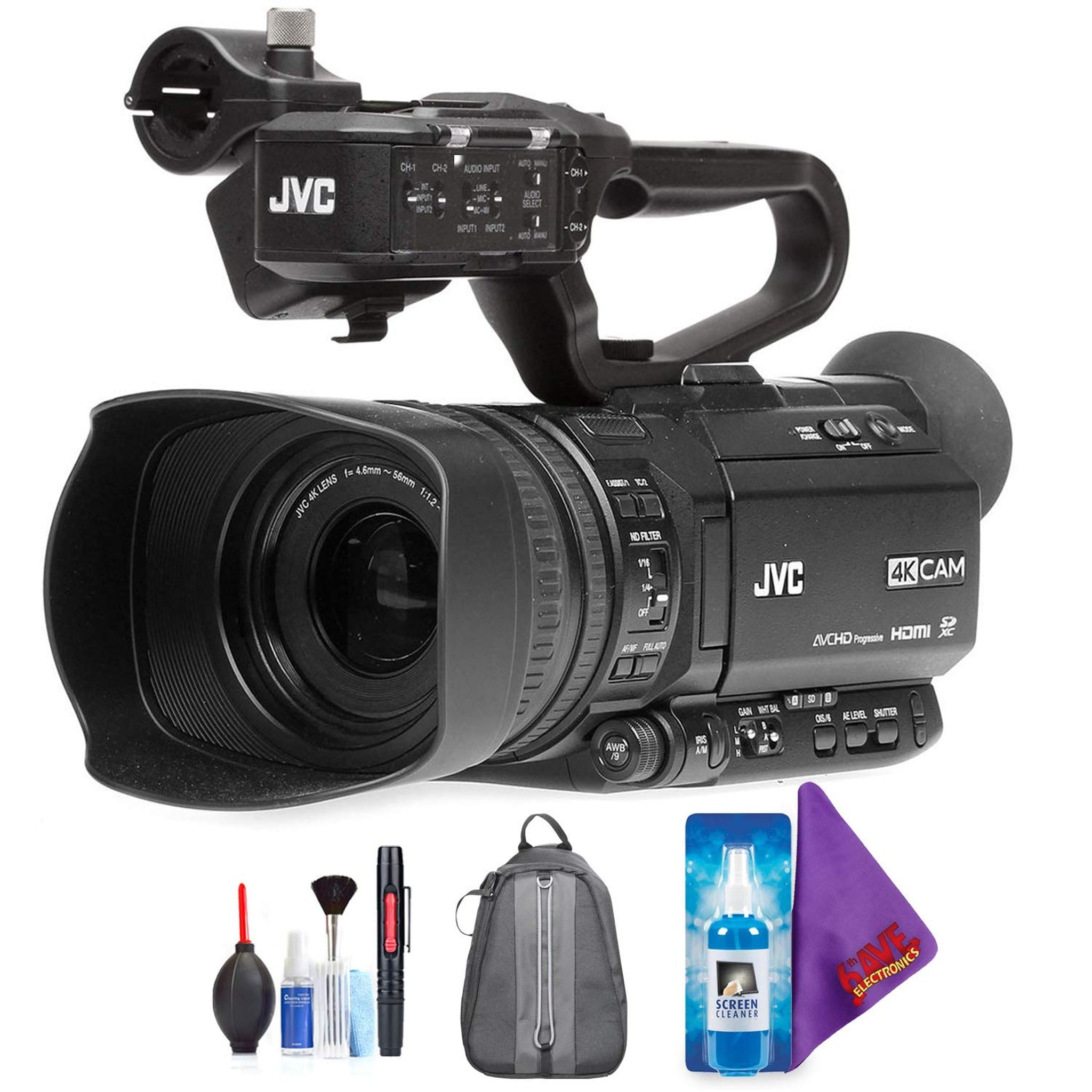 JVC GY-HM180 Ultra HD 4K Camcorder with HD-SDI + Pro Accessories Bundle JVC