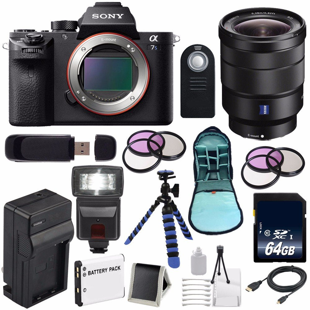 Sony Alpha a7S II a7S Mark II a7SII ILCE7SM2/B Mirrorless Digital Camera International Model + Vario-Tessar T FE 16-35 Lens Storage Bundle Sony