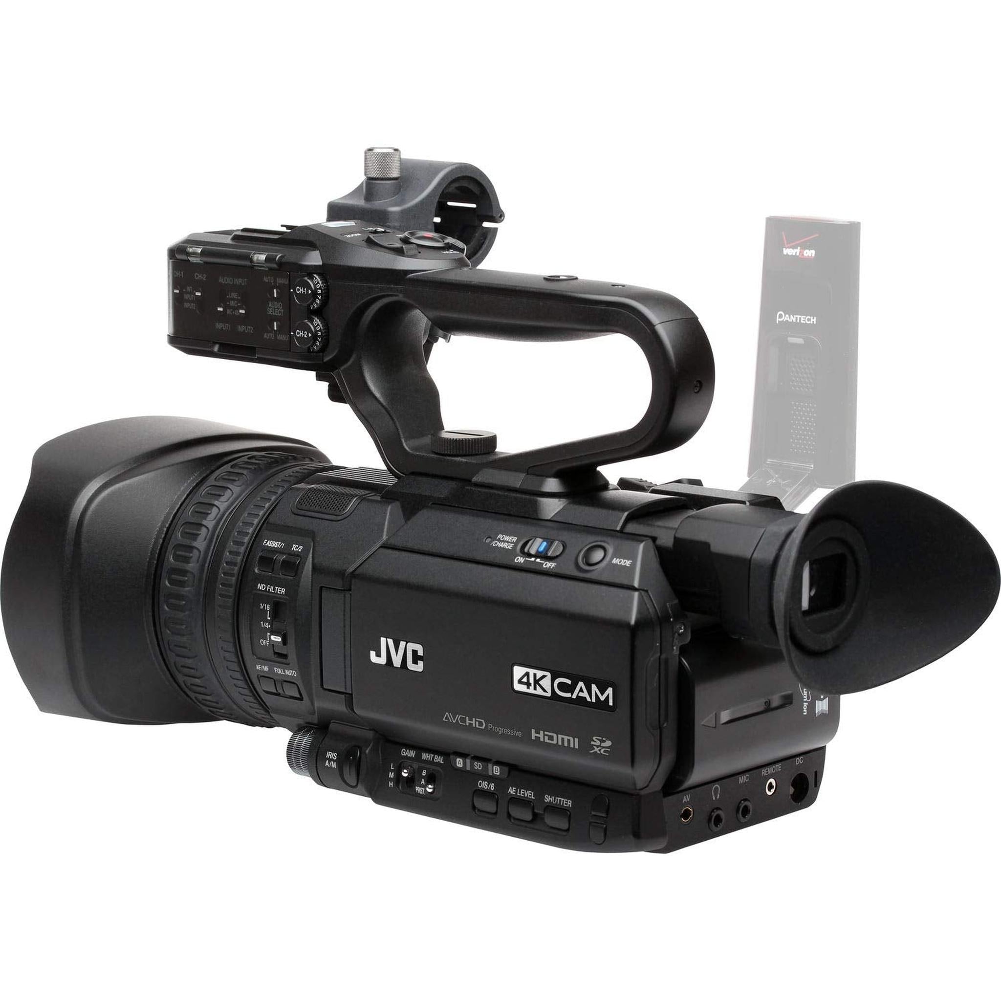 JVC GY-HM250 UHD 4K Streaming Camcorder with Built-in Lower-Thirds Graphics Camera Only Bundle Kit JVC