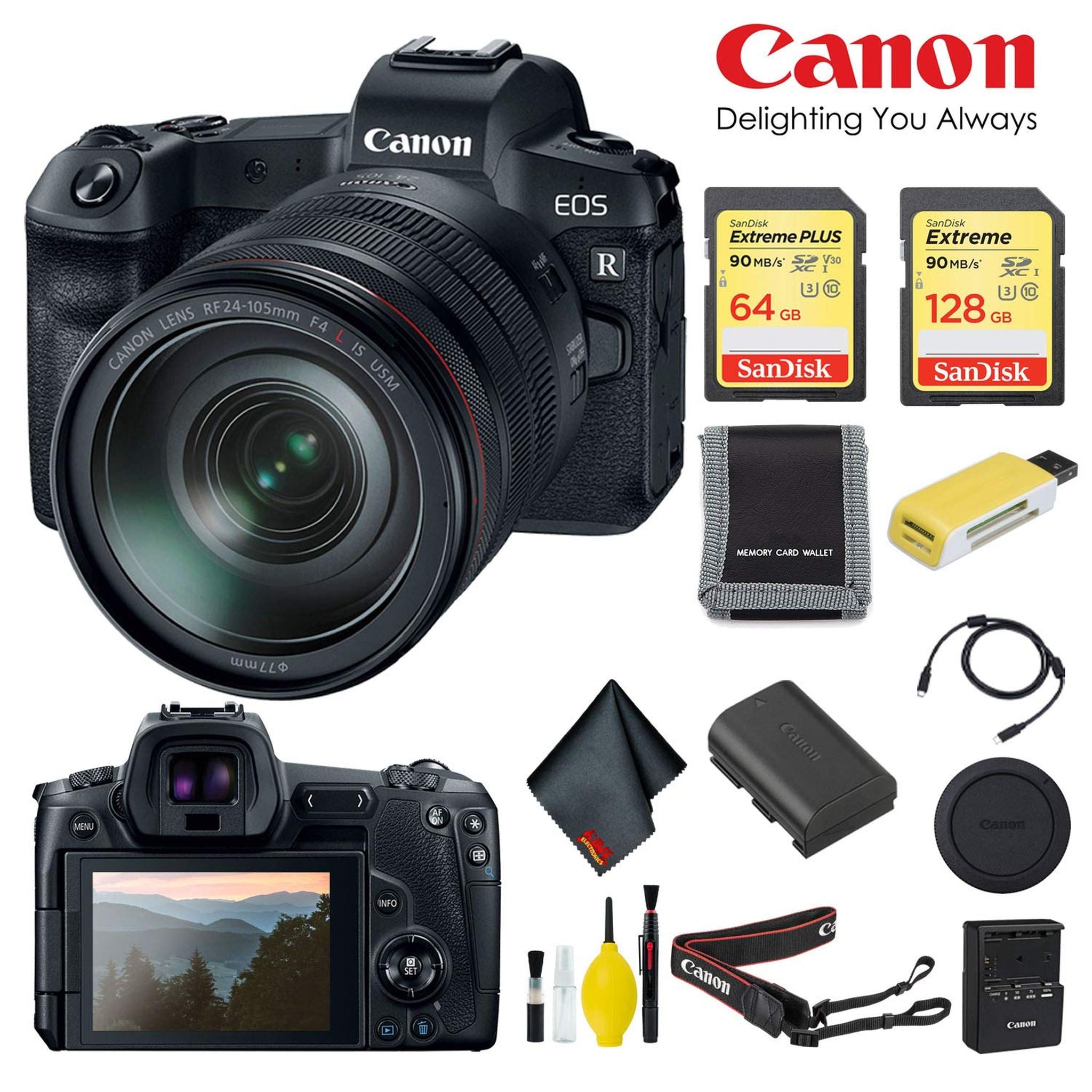 Canon EOS R Mirrorless Digital Camera with RF 24-105 F4 L is USM Lens and Mount Adapter EF-EOS R Kit, International - St Canon