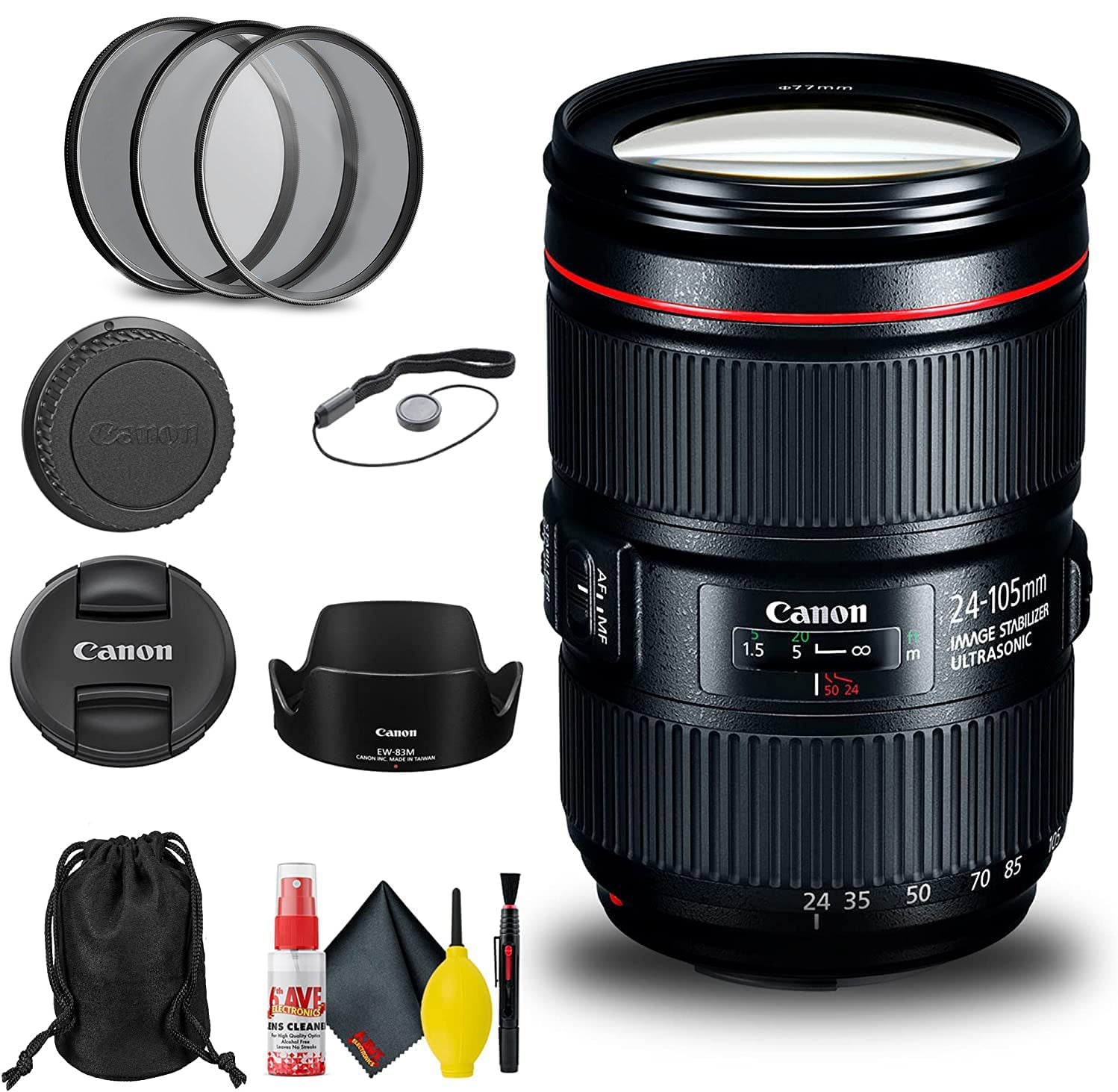 Canon EF 24-105mm f/4L IS II USM Lens 1380C002 + Filter + Cap Keeper + More Canon