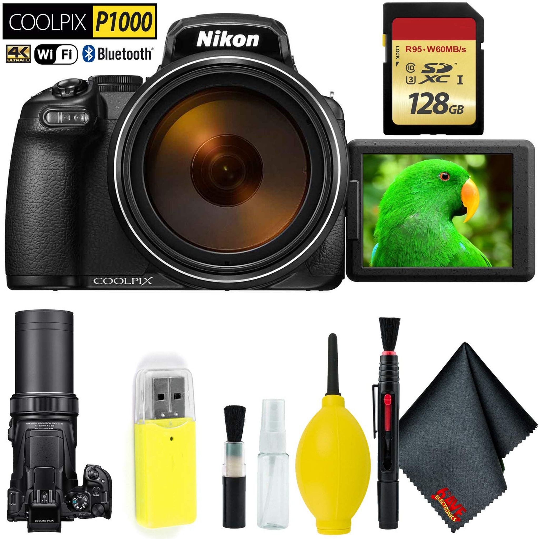 Nikon COOLPIX P1000 Digital Camera + 128GB Memory Card Base Bundle International Model Nikon