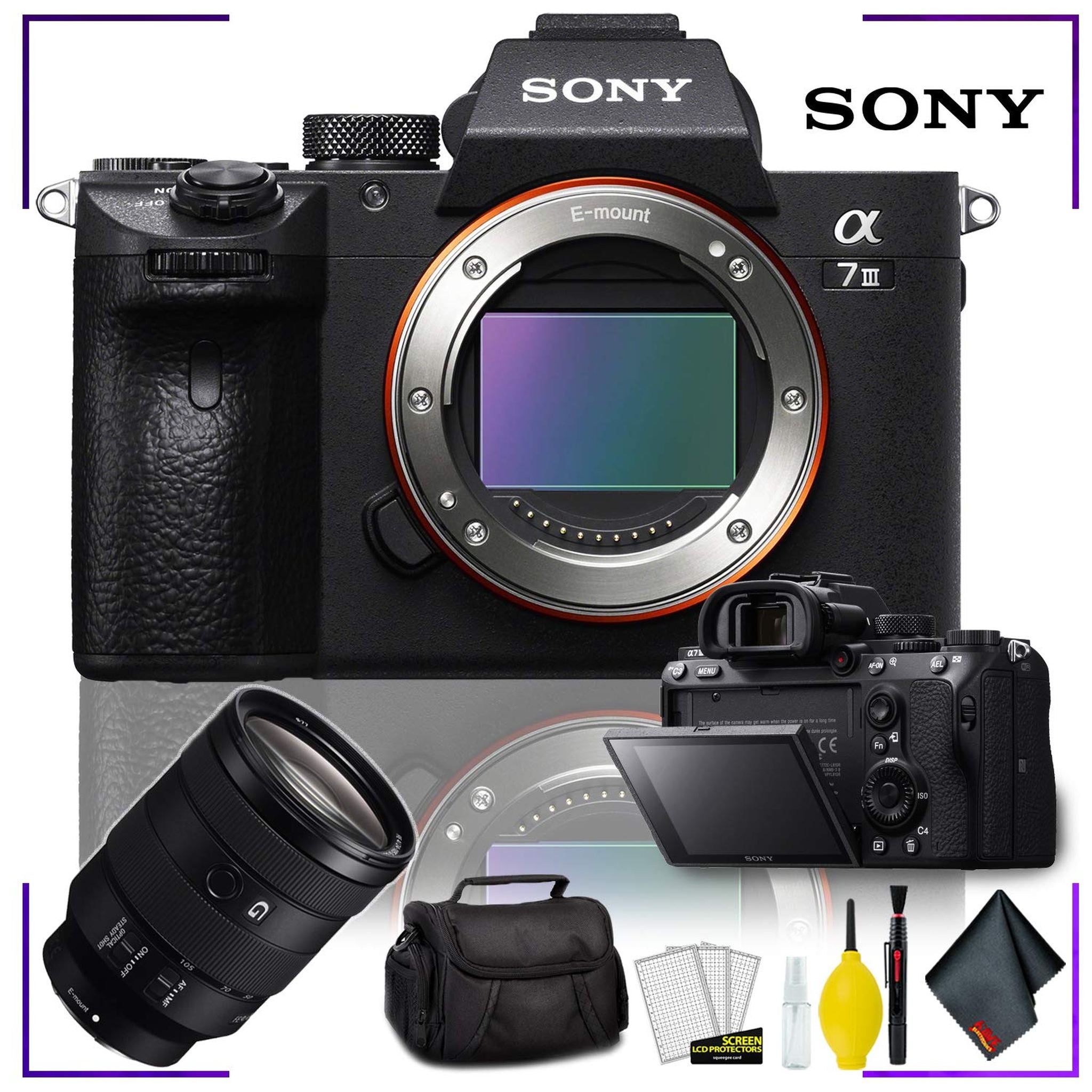 Sony Alpha a7 III Mirrorless Digital Camera Body Only with Sony FE 24-105mm f/4 G OSS Len Advanced Bundle Sony