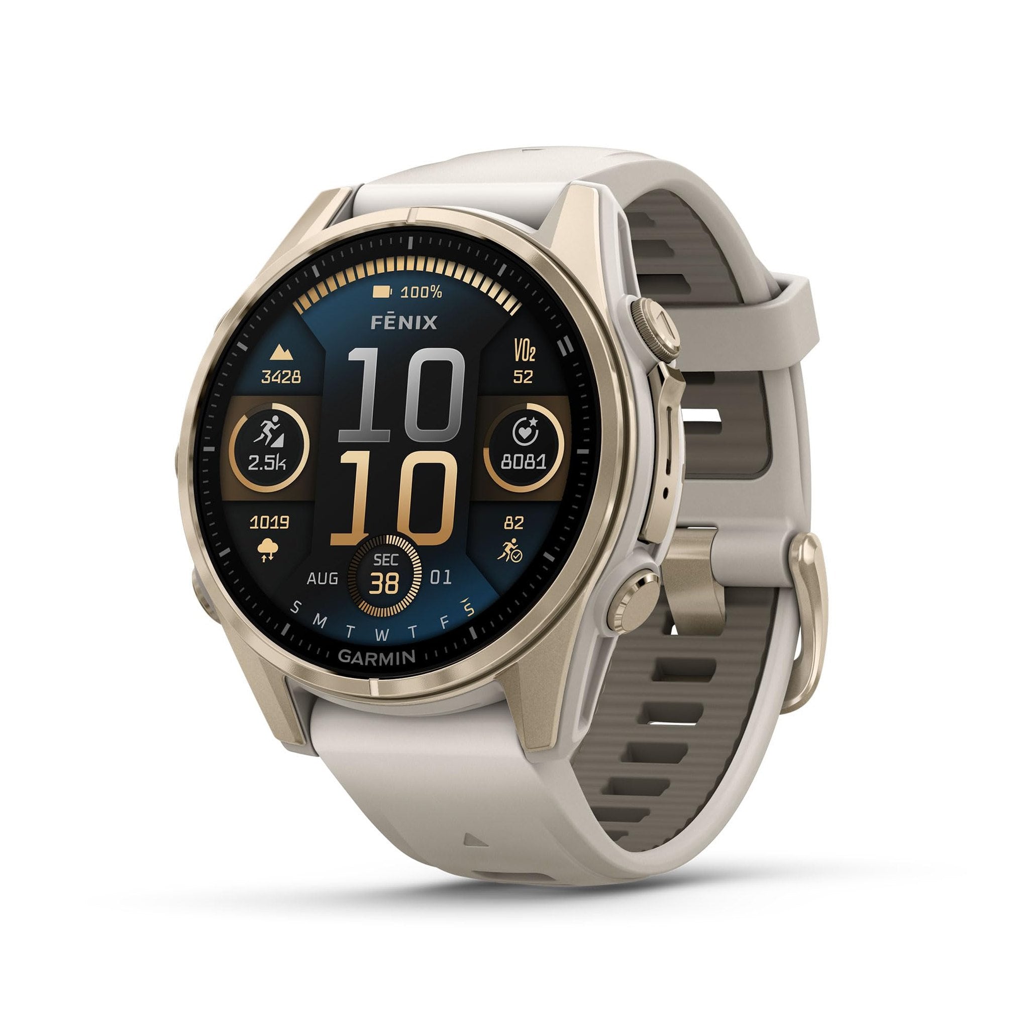 Garmin fēnix® 8 - 43mm, AMOLED, Sapphire, Premium Multisport GPS Smartwatch, Long-Lasting Battery Life, Dive-Rated, Built-in LED Flashlight, Soft Gold with Dark Sandstone Band Garmin