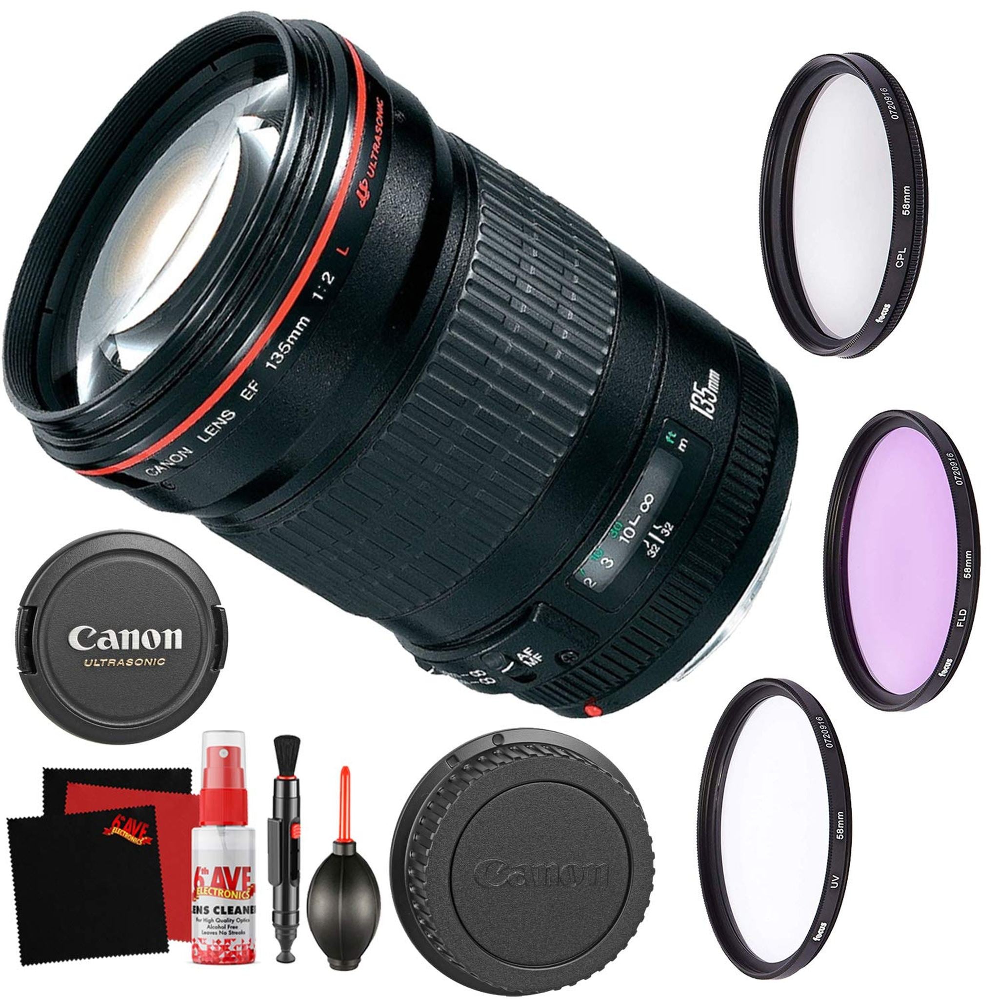 Canon EF 135mm f/2L USM Lens Accessory Bundle International Model Canon