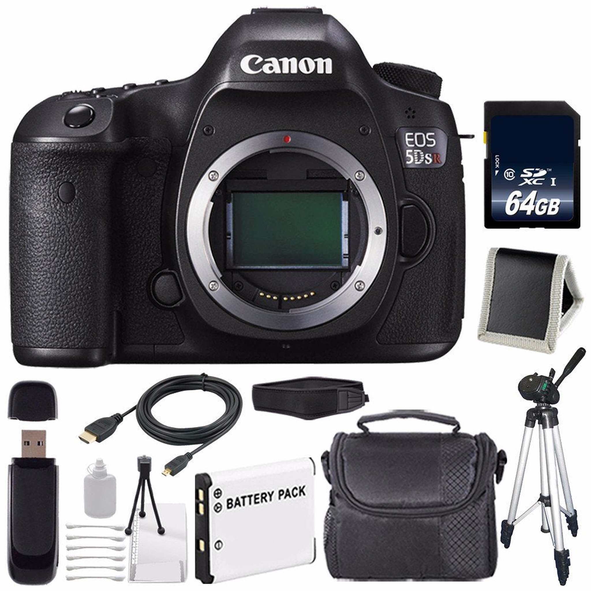 Canon EOS 5DS R DSLR Camera International Model 0582C002 + LP-E6 Battery + 64GB Memory Card Advanced Bundle Canon