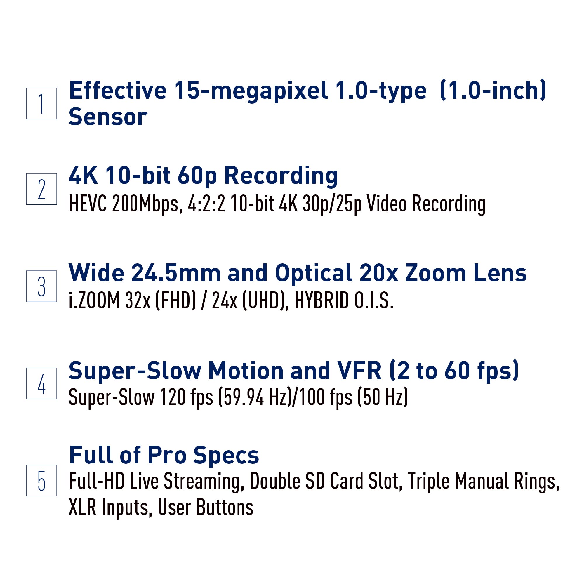 Panasonic HC-X20 Camcorder, 4K 60p, 1.0-inch Sensor, 24.5mm Wide-Angle Lens and Optical 20x Zoom Panasonic