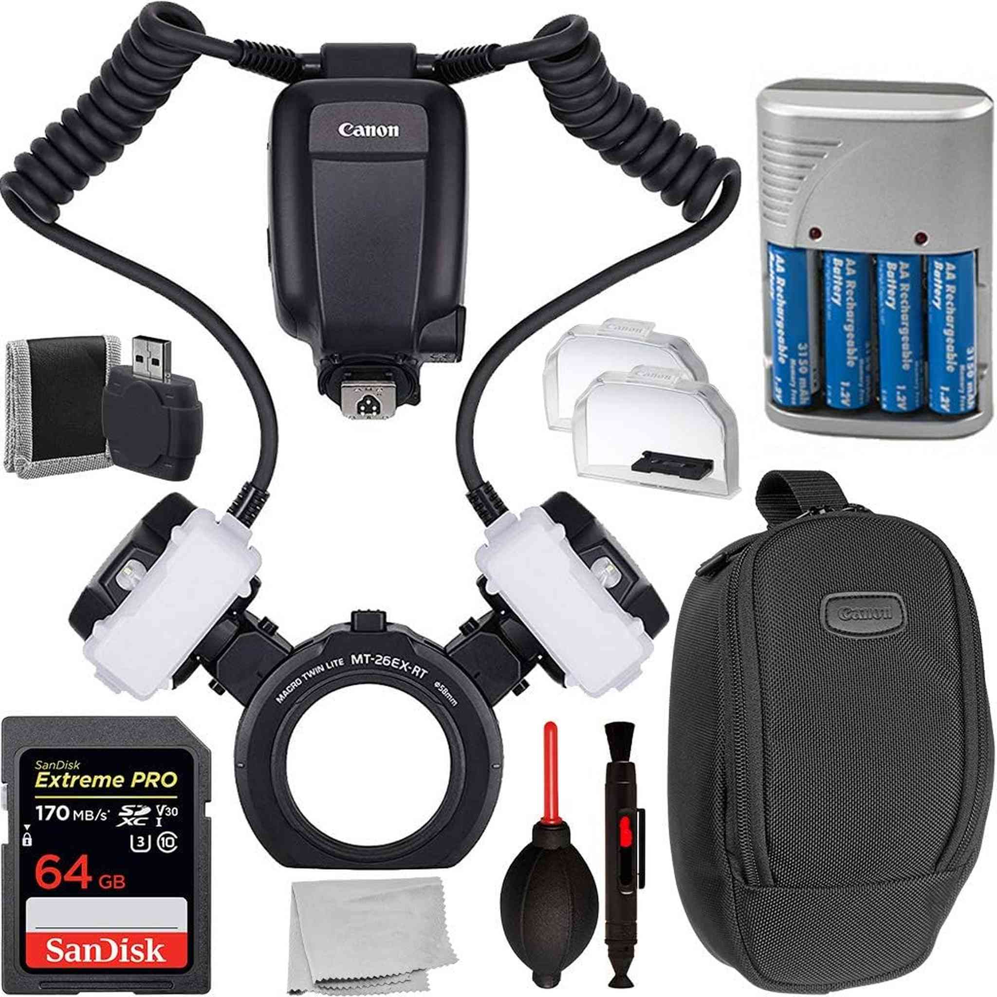 Canon MT-26EX-RT Macro Twin Lite 2398C002 Bundle with 64GB SanDisk Extreme Card Canon