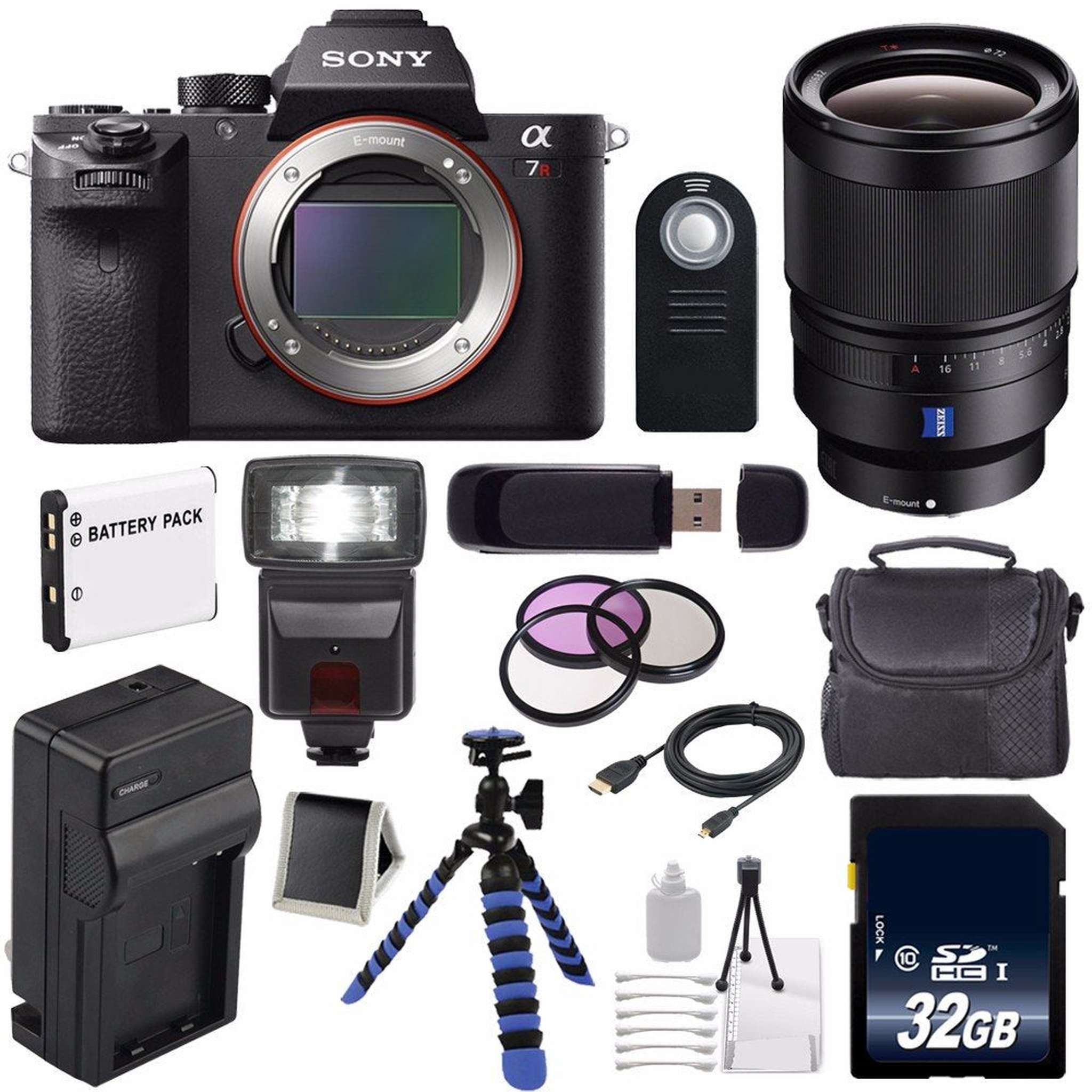 Sony Alpha a7R II Mirrorless Digital Camera International Model + Sony Distagon T FE 35mm f/1.4 ZA Lens + 72mm 3 Piece Graphic Bundle Sony