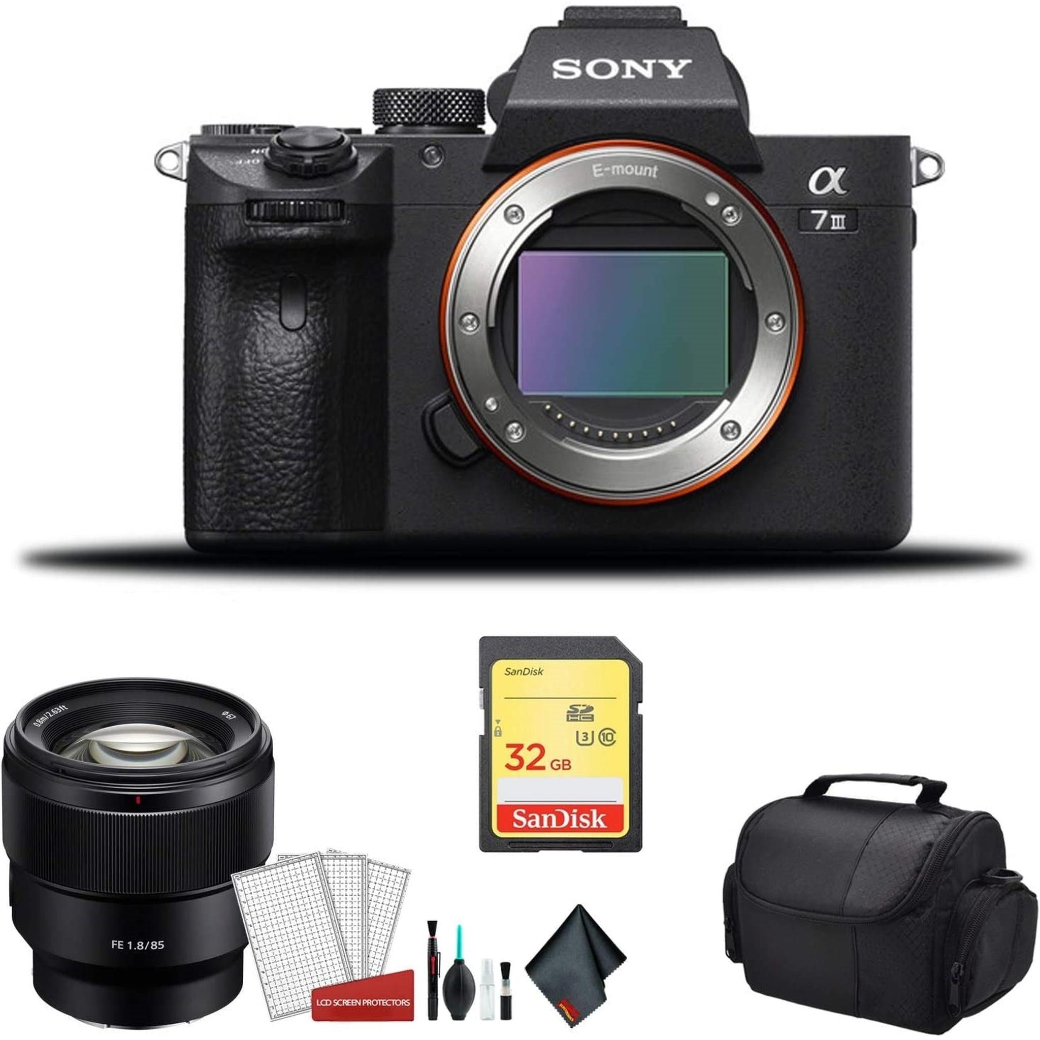 Sony Alpha a7 III Full Frame Mirrorless Digital Camera Body Only ILCE7M3/B - Bundle Kit with Sony FE 85mm f/1.8 Lens + Sony