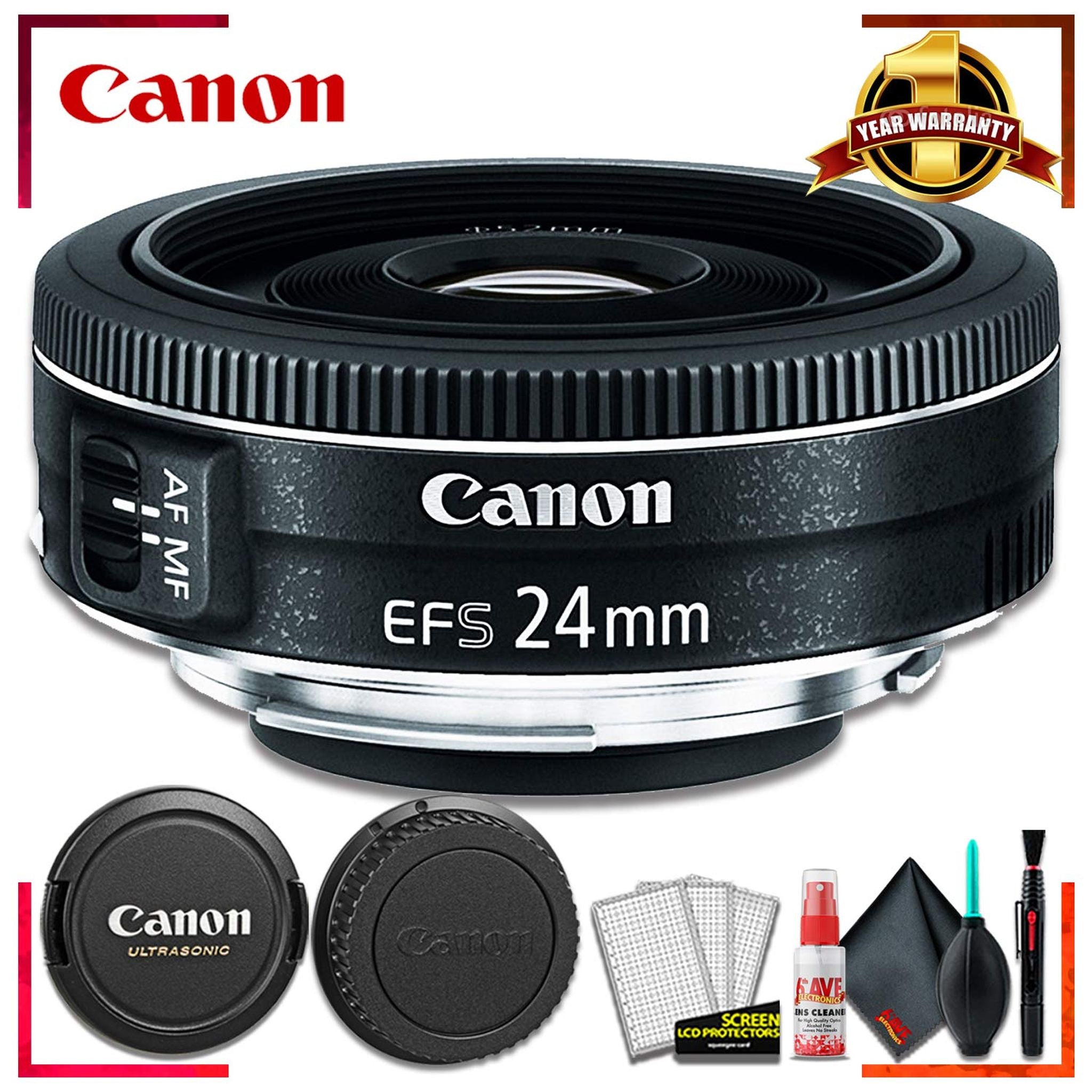 Canon EF-S 24MM F2.8 STM Camera Lens International Model + Cleaning Kit Canon