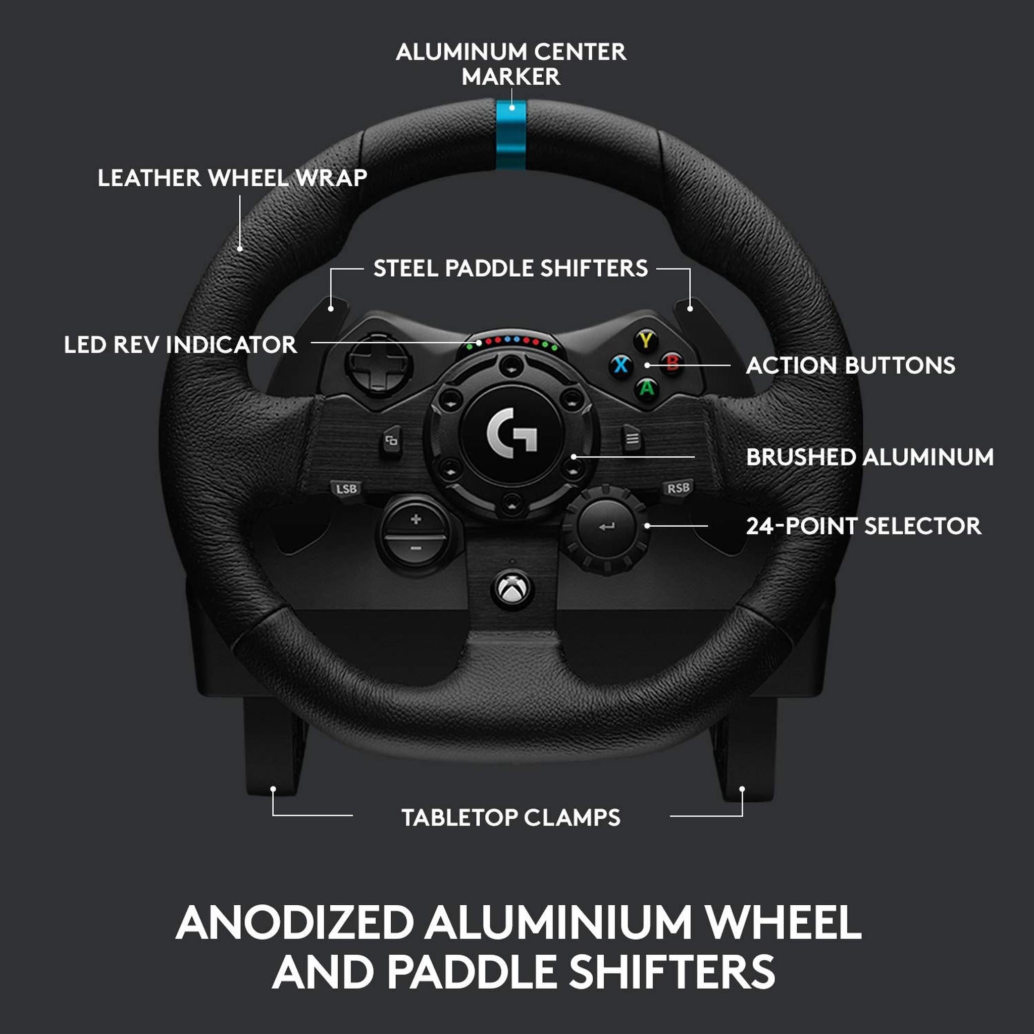 Logitech G923 Racing Wheel and Pedals For PC, Xbox X, Xbox One with Accessories Logitech