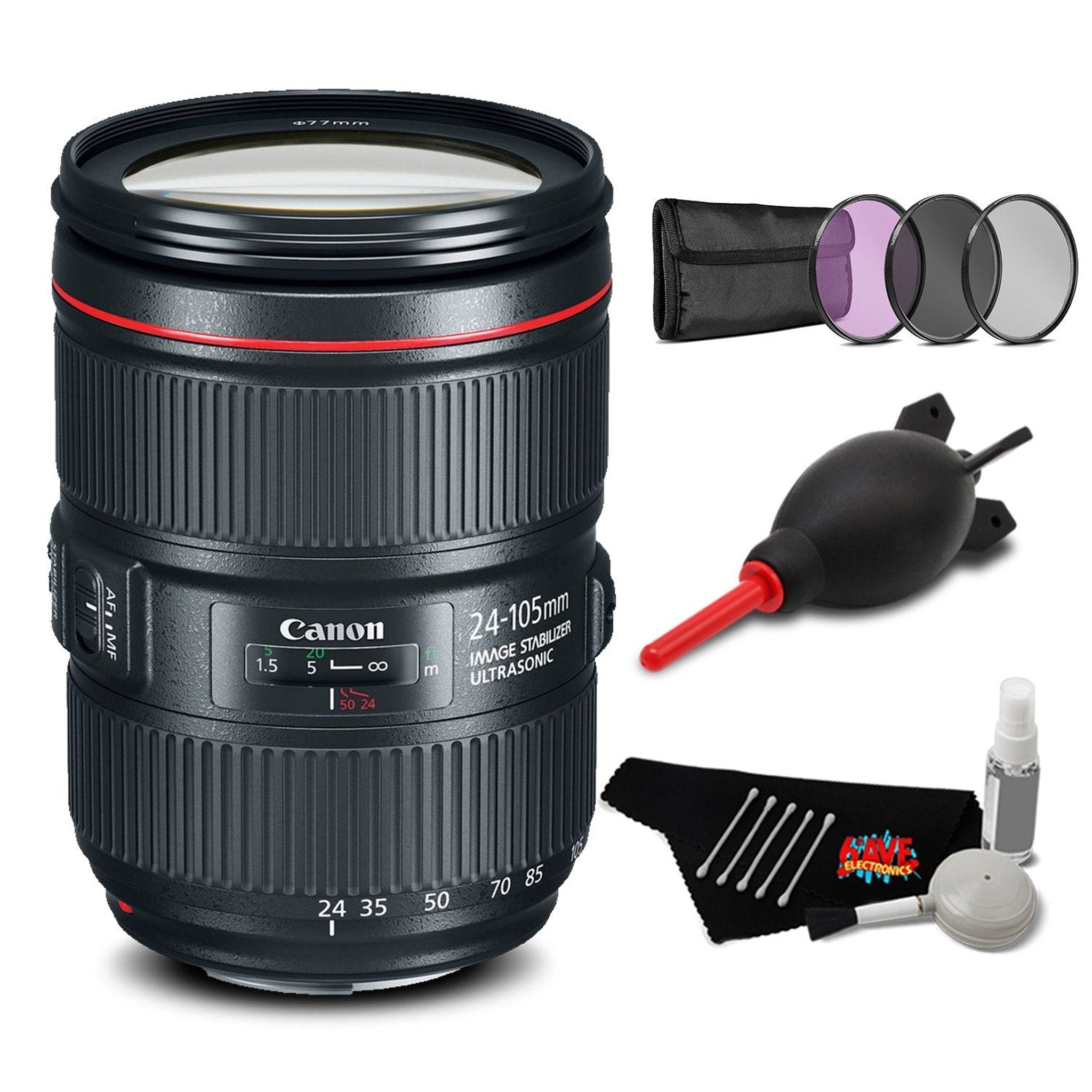 Canon EF 24-105mm f/4L is II USM Lens Accessory Bundle International Model