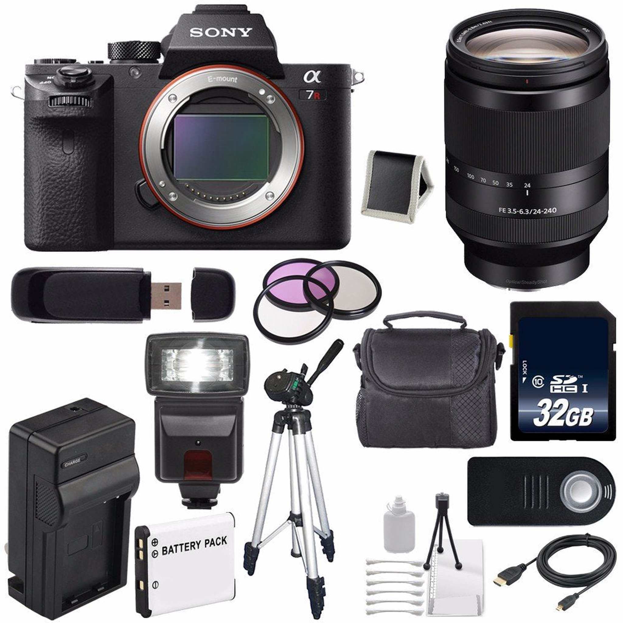 Sony Alpha a7R II Mirrorless Digital Camera International Model + Sony FE 24-240mm f/3.5-6.3 OSS Lens + 72mm Filter Set Bundle Sony