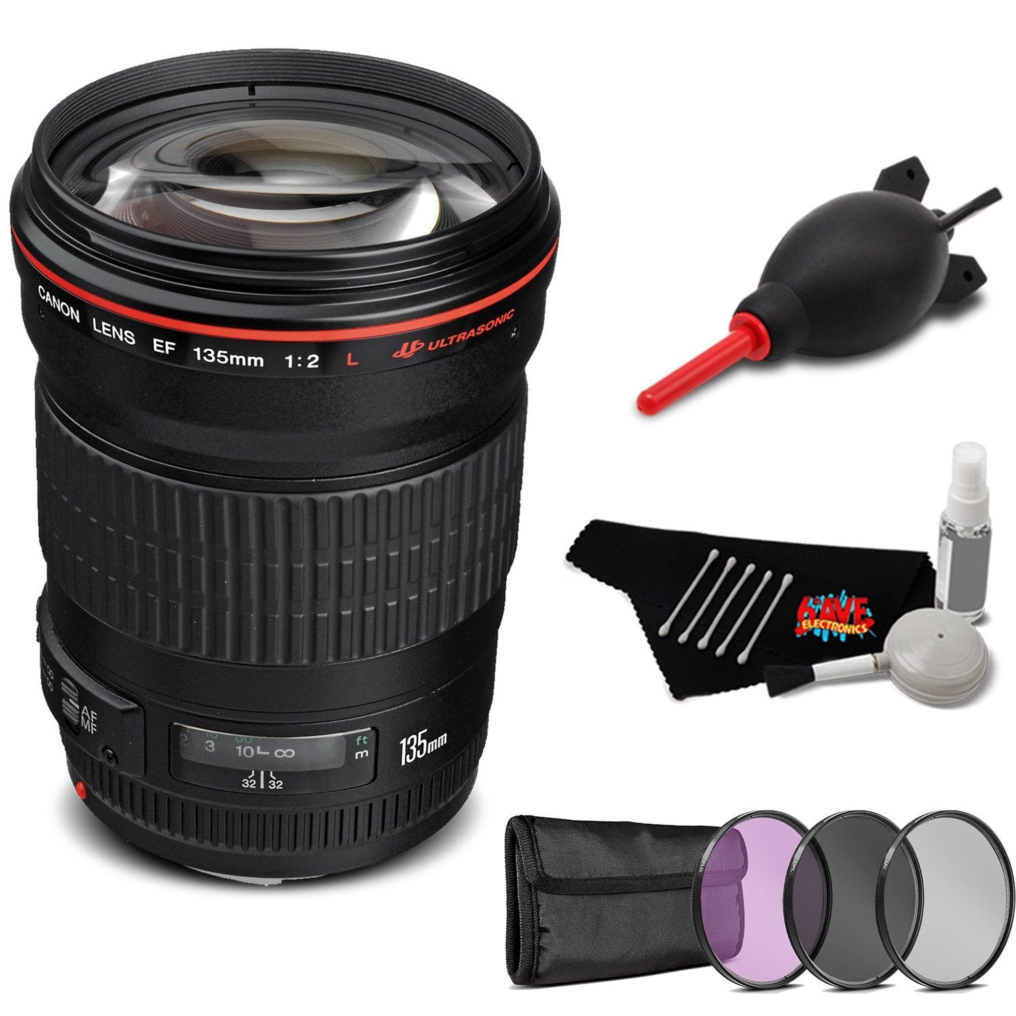 Canon EF 135mm f/2L USM Lens Accessory Bundle International Model Canon