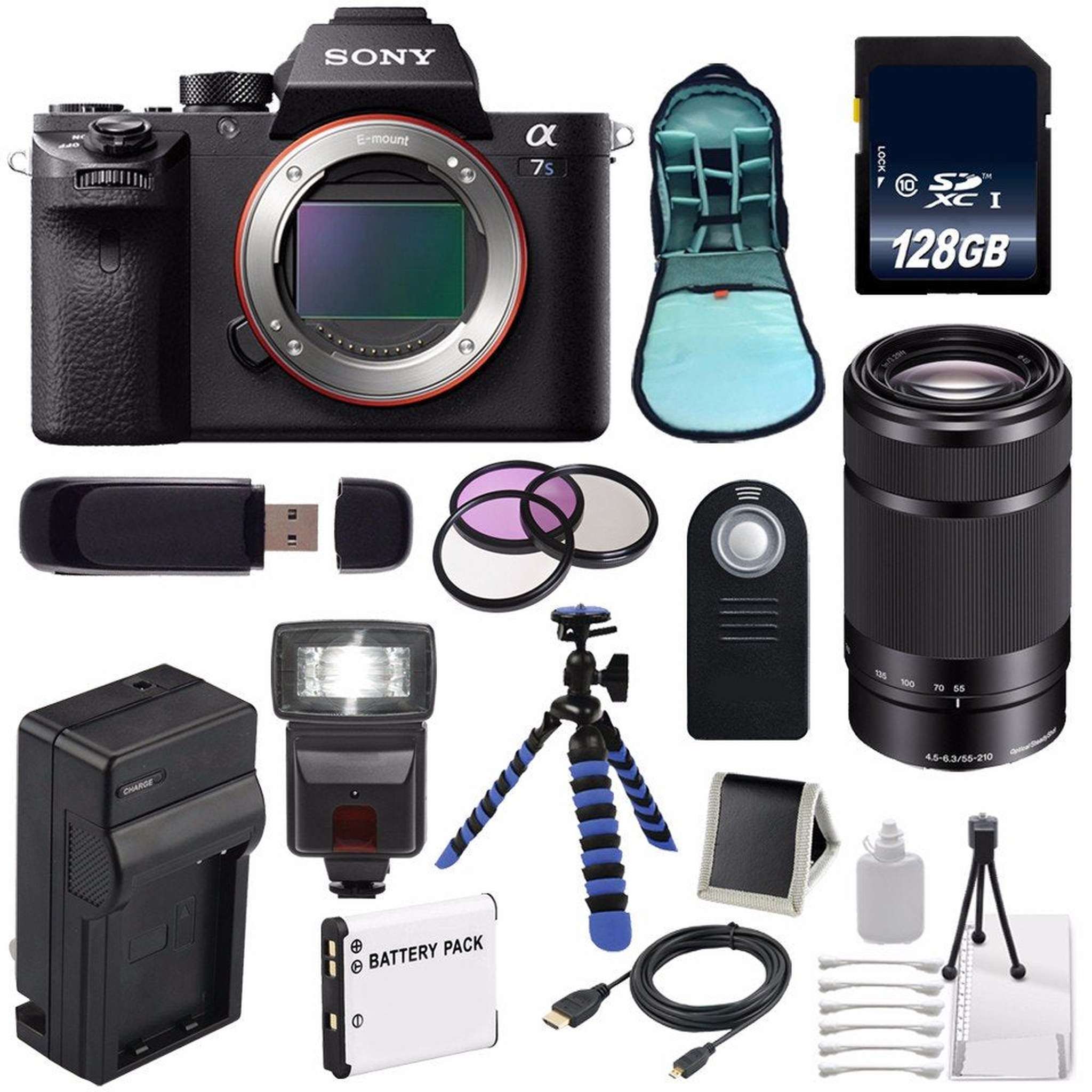 Sony Alpha a7S II a7S Mark II a7SII ILCE7SM2/B Mirrorless Digital Camera International Model + Sony E 55-210mm f/4.5-6 Lens Outdoor Bundle Sony