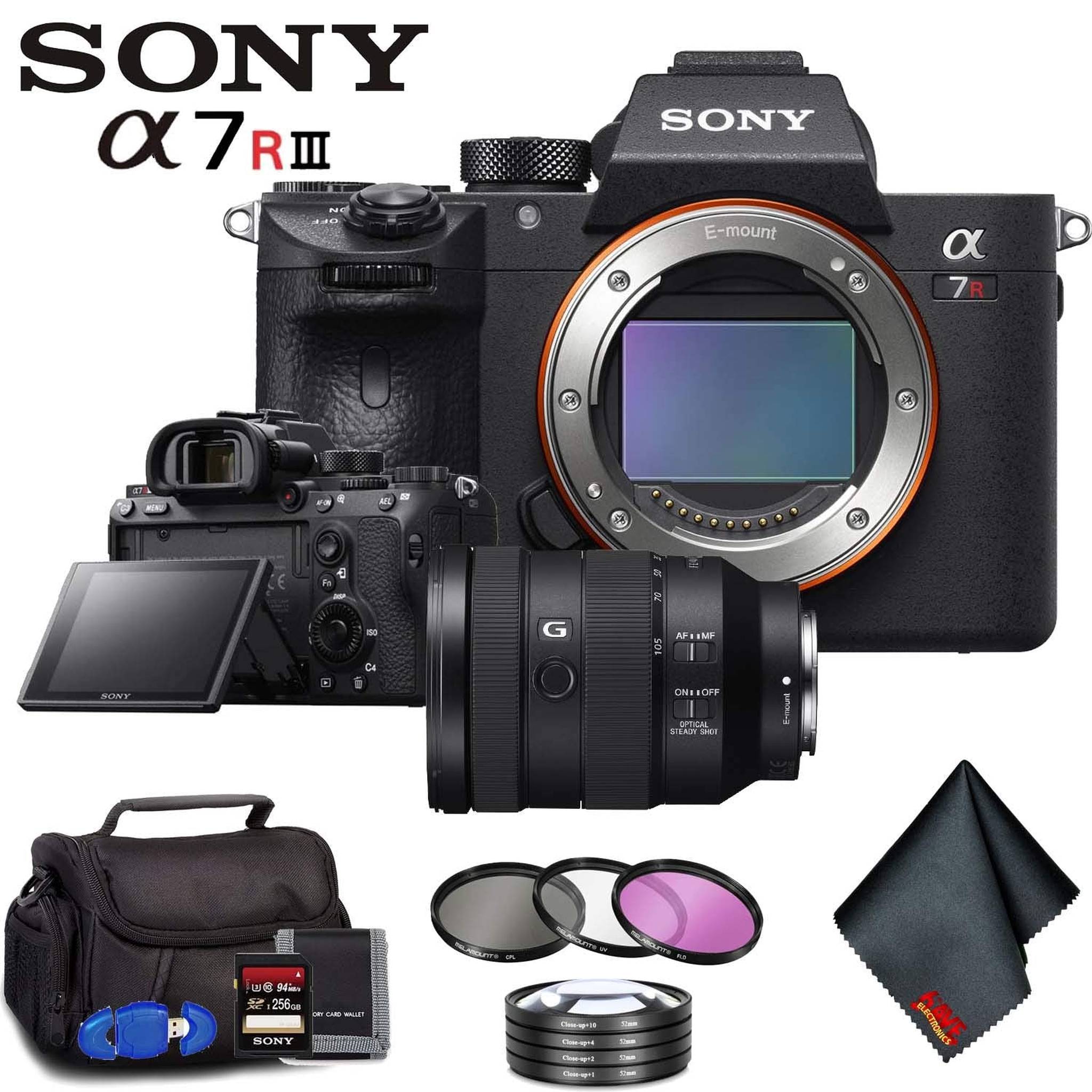 Sony Alpha a7R III Mirrorless Digital Camera Body Only + 24-105mm Lens + Filter Kit + Memory Card Kit + Carrying Case Ultimate Bundle Sony