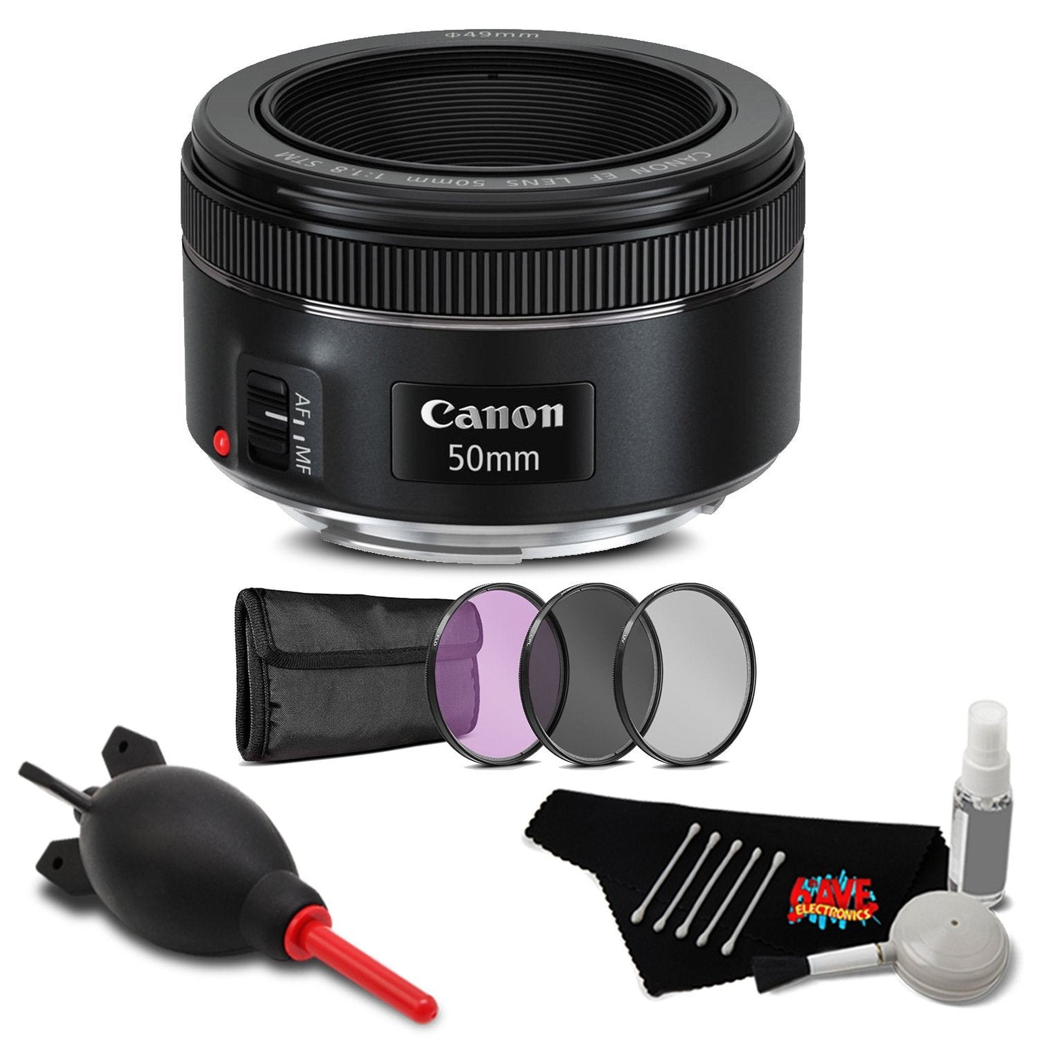 Canon EF 50mm f/1.8 STM Lens Accessory Bundle International Model Canon