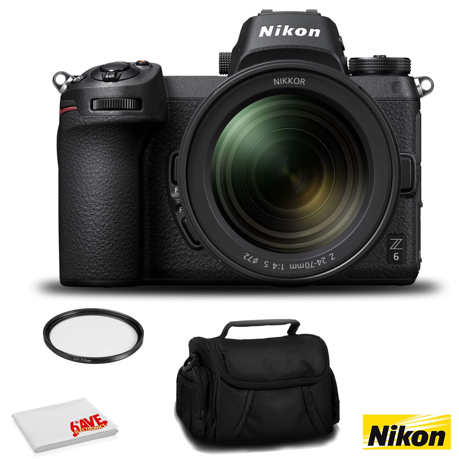 Nikon Z 6 Mirrorless FX-Format Digital Camera with 24-70mm Lens - Bundle with 72mm UV Filter and More - International Ve Nikon