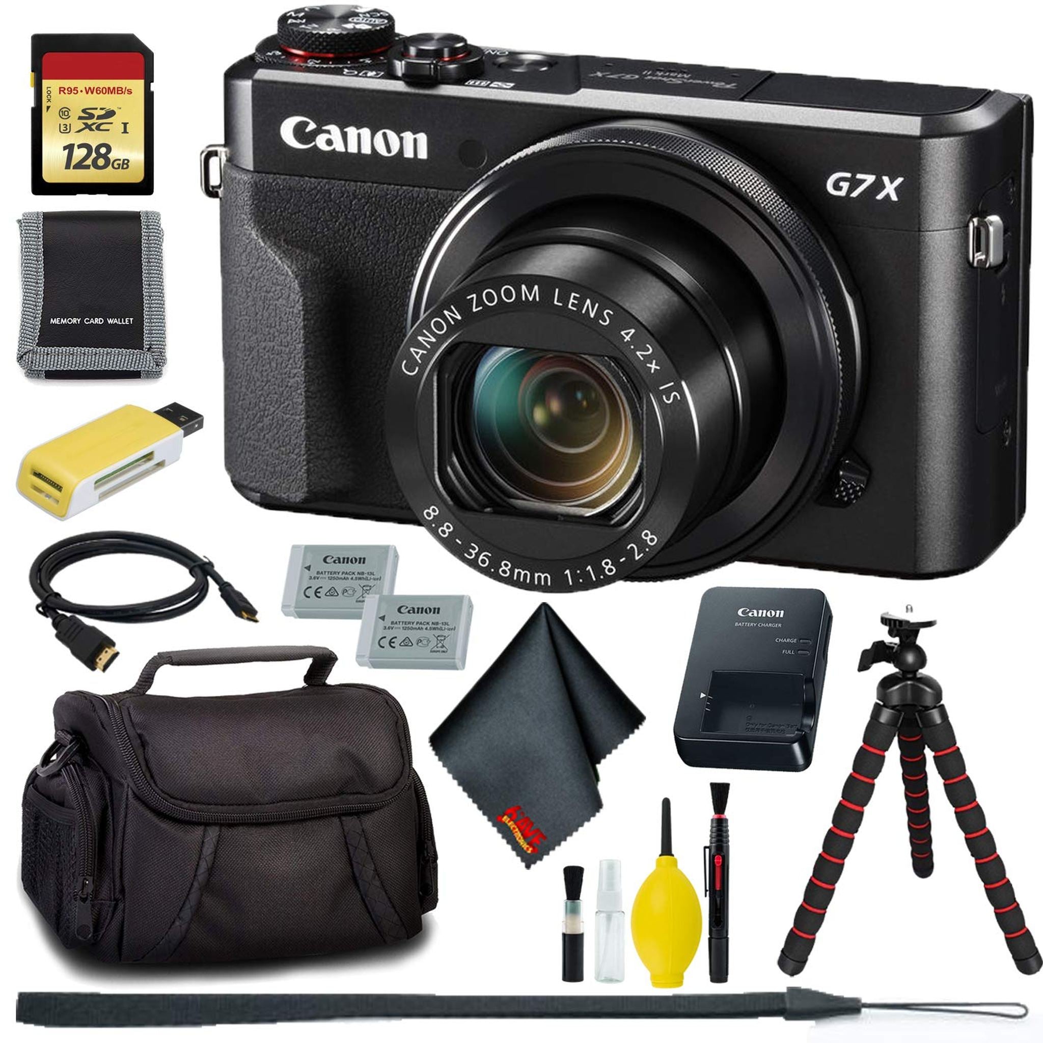 Canon PowerShot G7 X Mark II Digital Camera + 128GB Memory + Extra Battery Bundle Canon