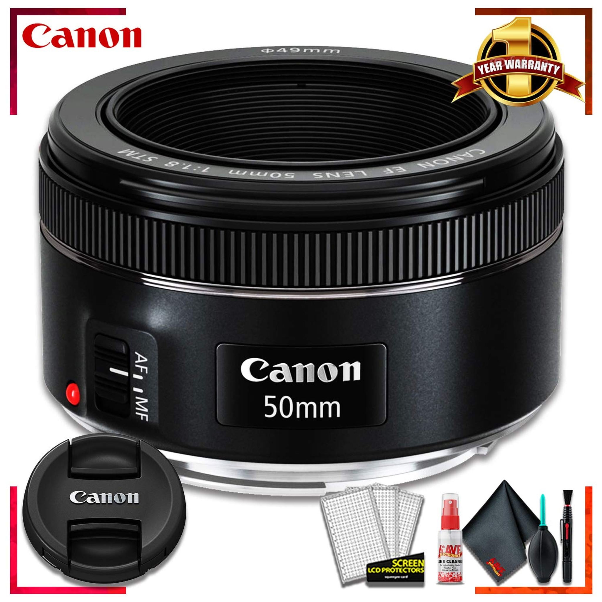 Canon EF 50 F 1.8 STM Lens Camera Lens International Model + Cleaning Kit Canon