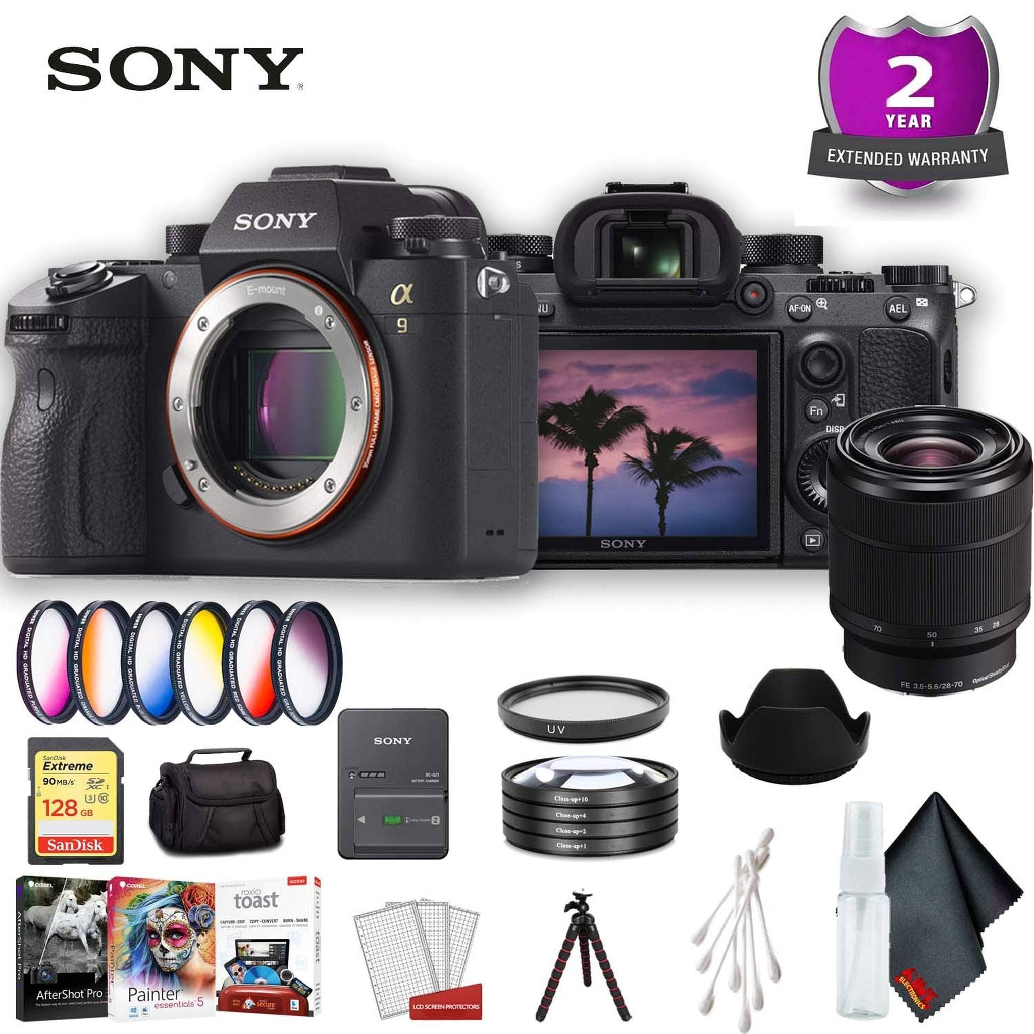 Sony Alpha a9 Mirrorless Digital Camera Body Only International Model Standard Accessory Bundle w/ 28-77mm Lens Sony