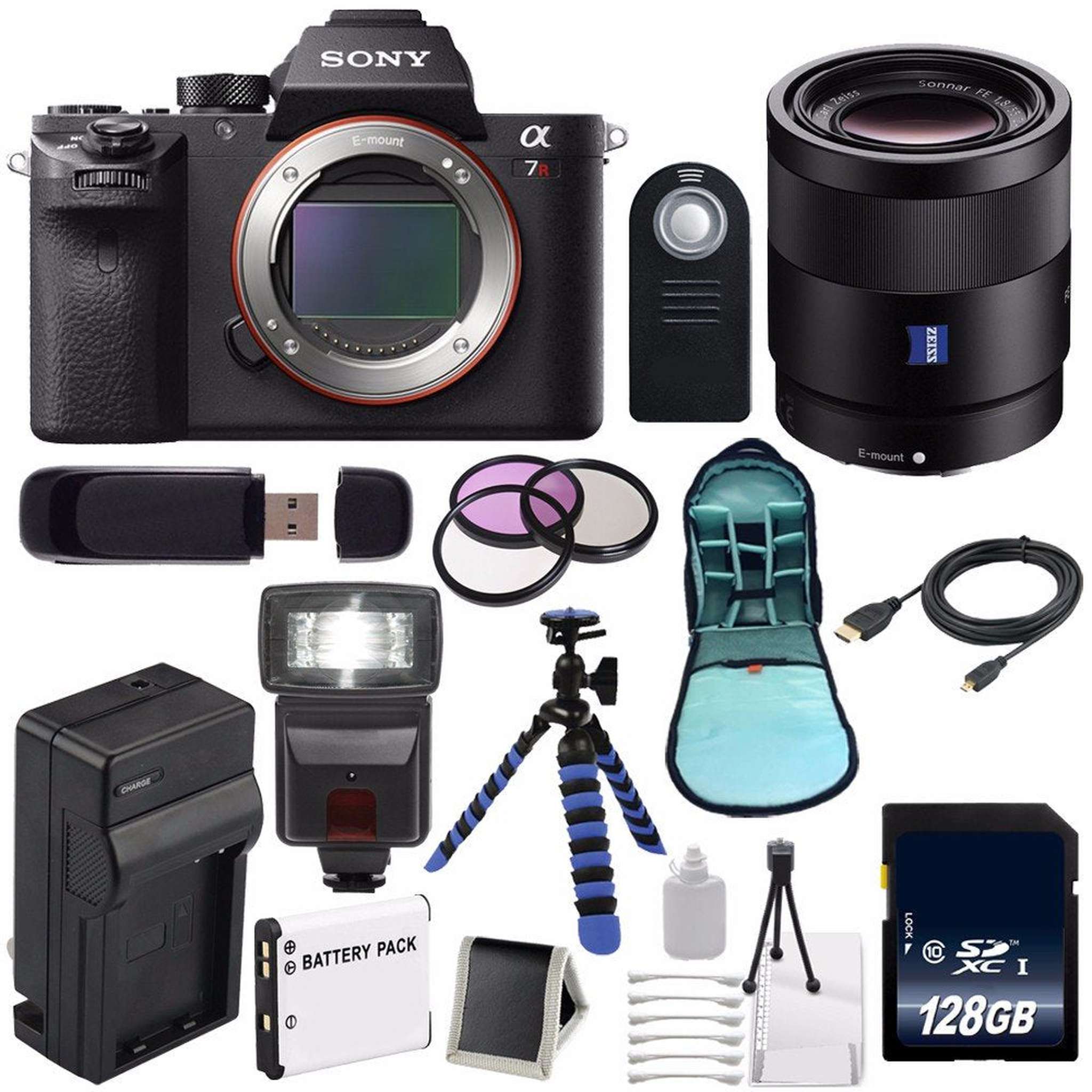 Sony Alpha a7R II Mirrorless Digital Camera International Model + Sony Sonnar T FE 55mm f/1.8 ZA Lens + 49mm 3 Piece Ultimate Bundle Sony