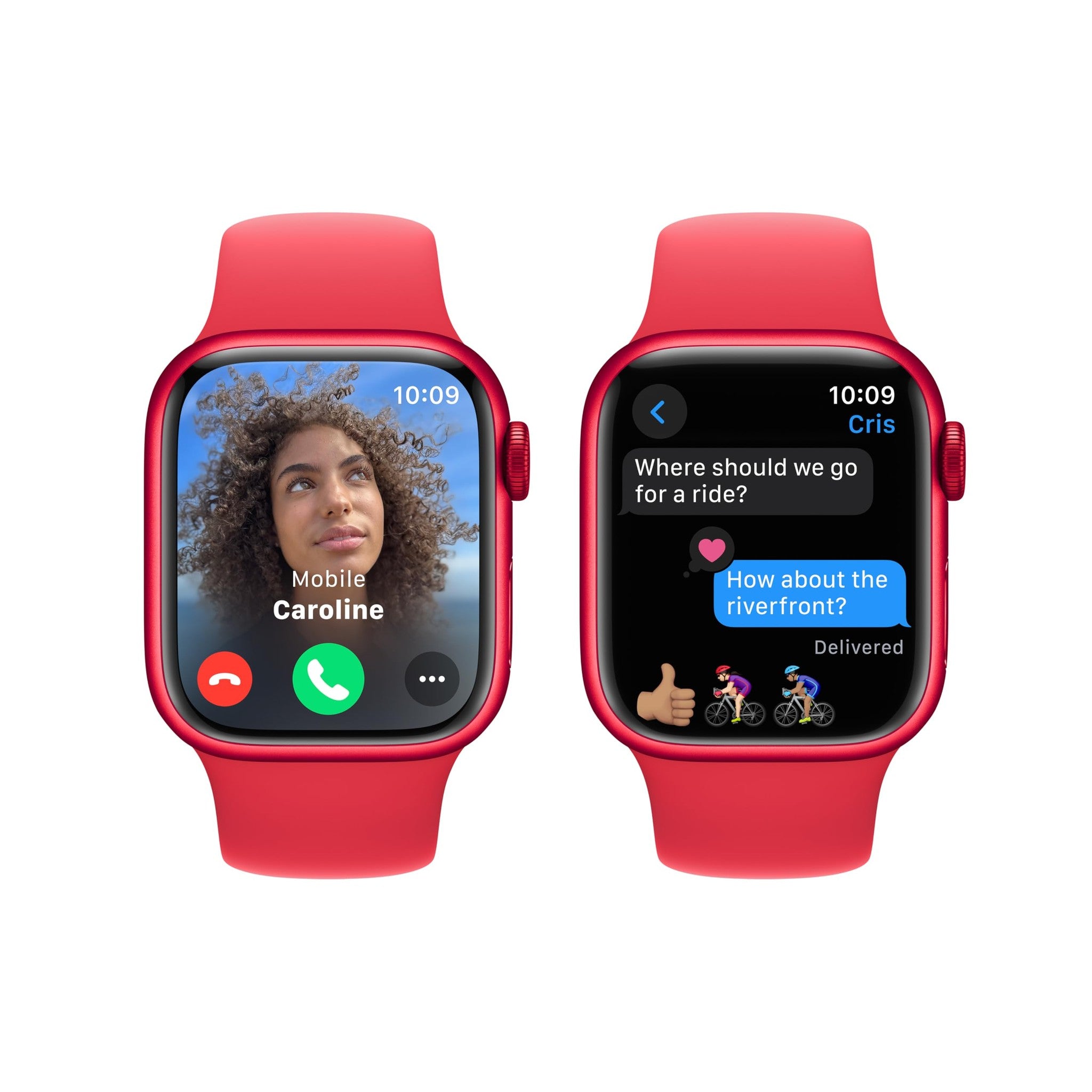 Apple Watch Series 9 [GPS 41mm] Smartwatch with (Product) RED Aluminum Case with (Product) RED Sport Band S/M.