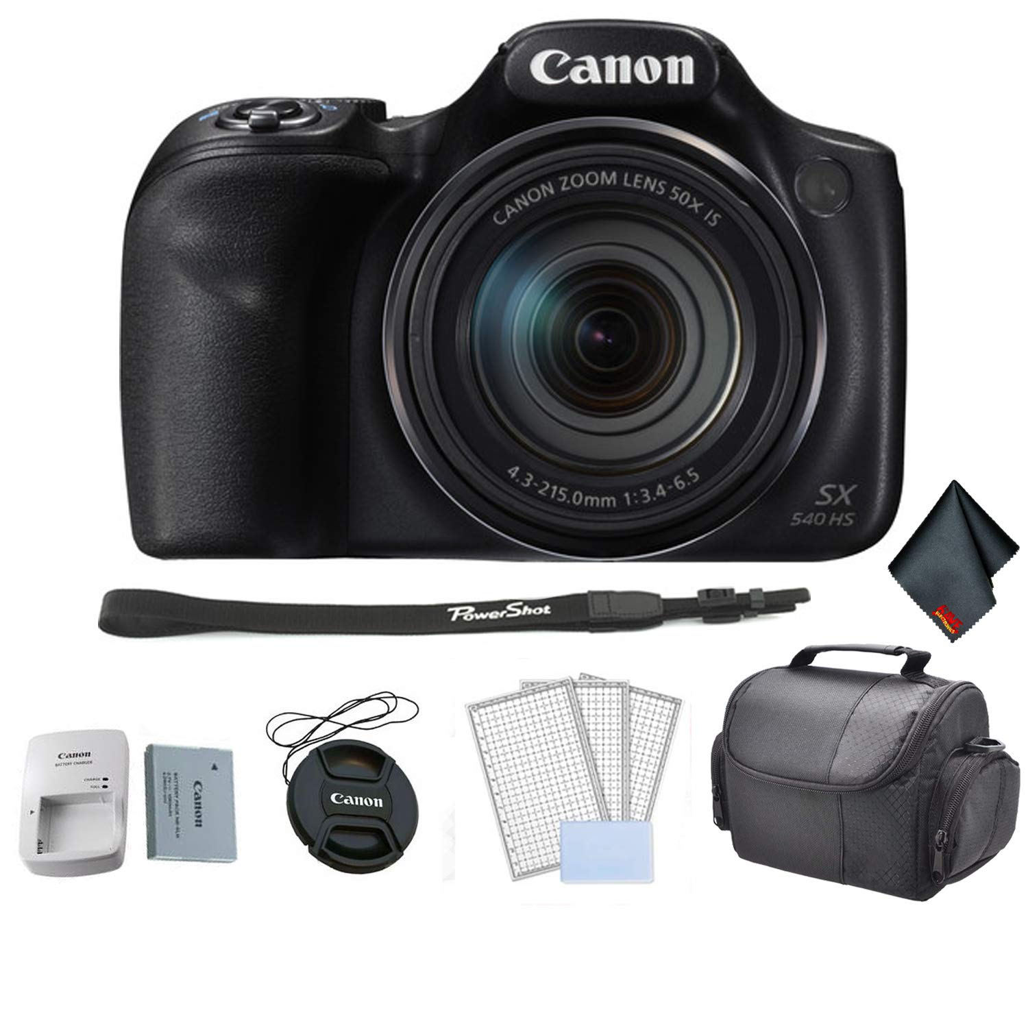 Canon PowerShot SX540 HS Digital Point and Shoot Camera Bundle with Carrying Case + LCD Screen Protectors and More - Int Canon