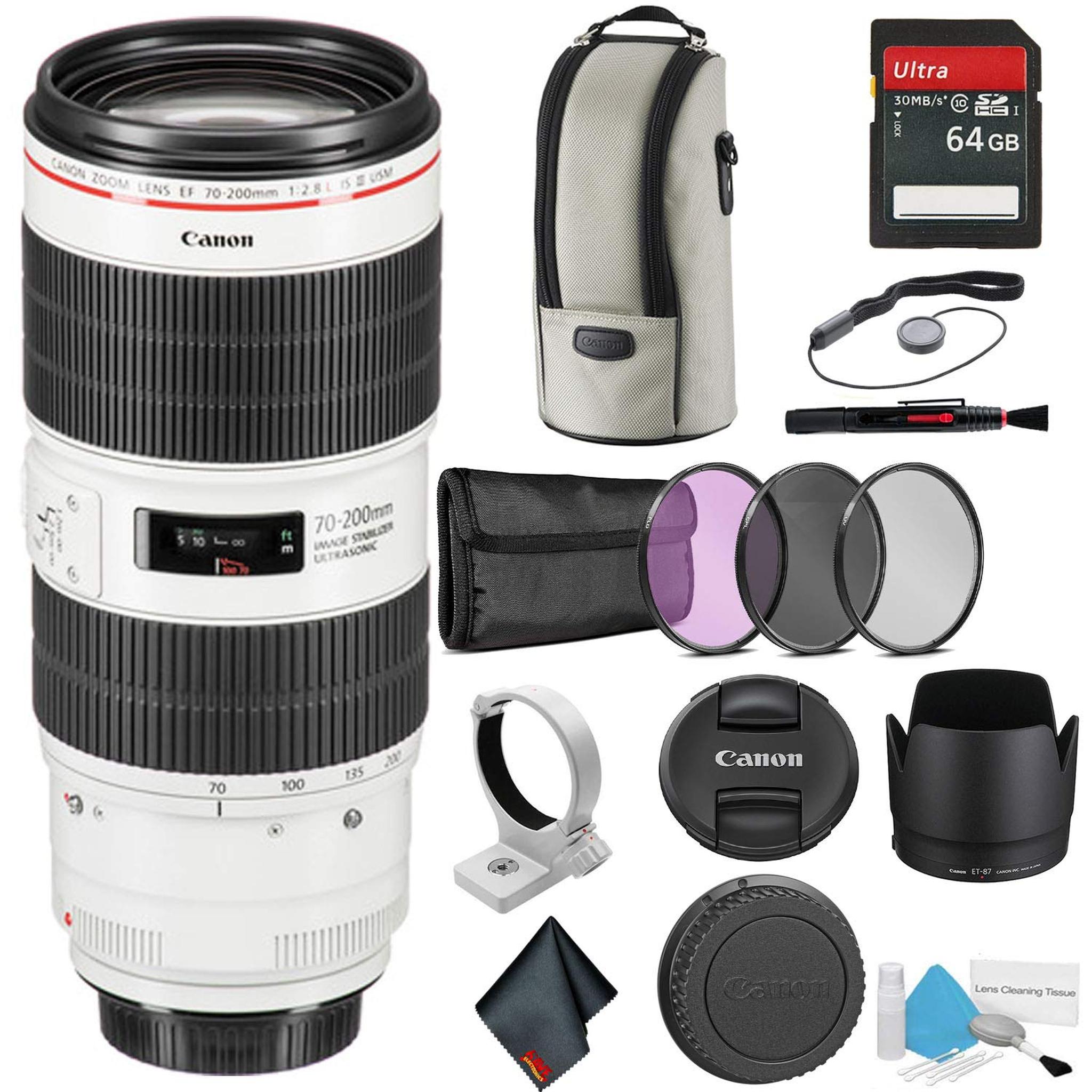 Canon EF 70-200mm f/2.8L is III USM Telephoto Zoom Lens - Bundle with 64GB Memory Card -International Model Canon