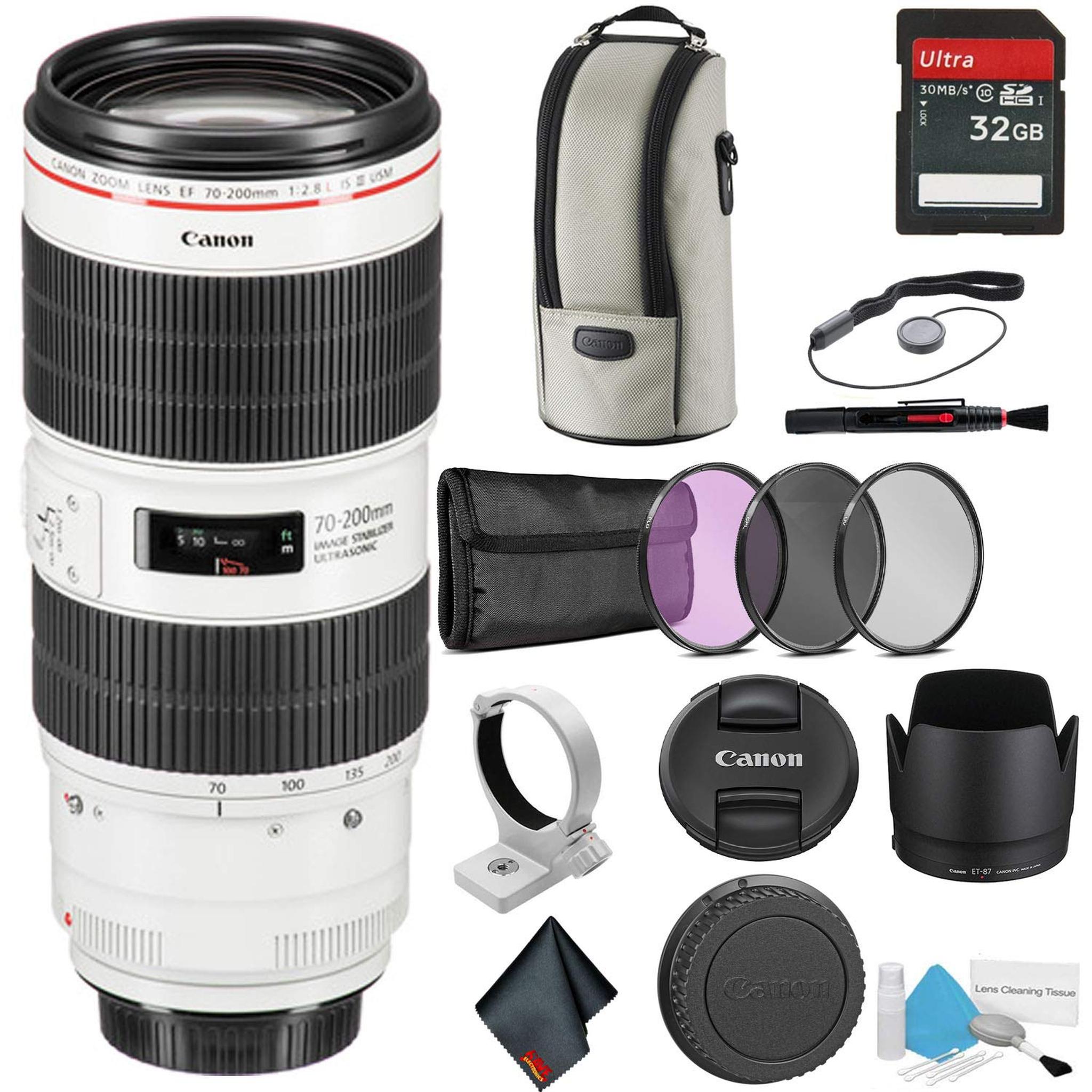 Canon EF 70-200mm f/2.8L is III USM Telephoto Zoom Lens - Bundle with 32GB Memory Card -International Model Canon