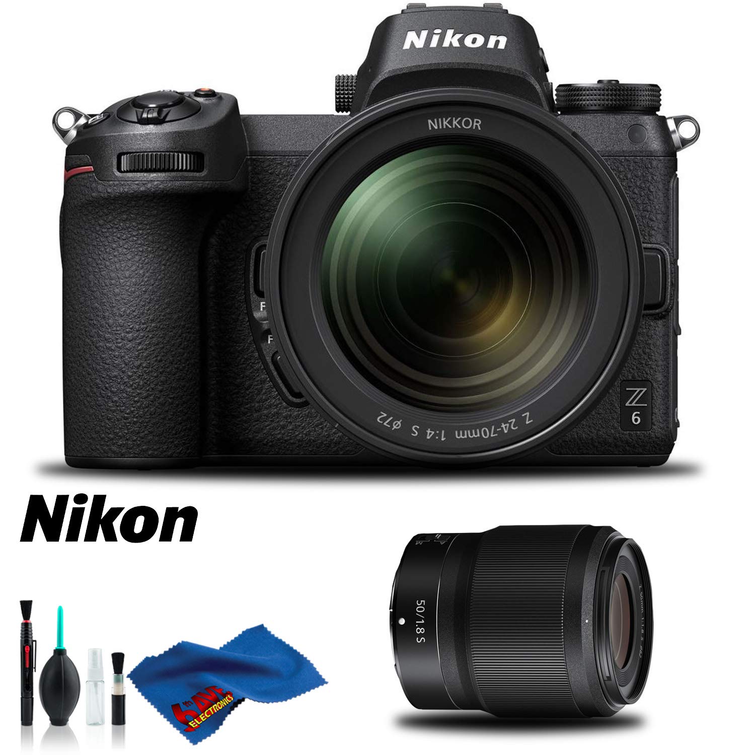 Nikon Z 6 Mirrorless Digital Camera with 24-70mm Lens and 50mm f/1.8 S Lens Kit International Model Nikon