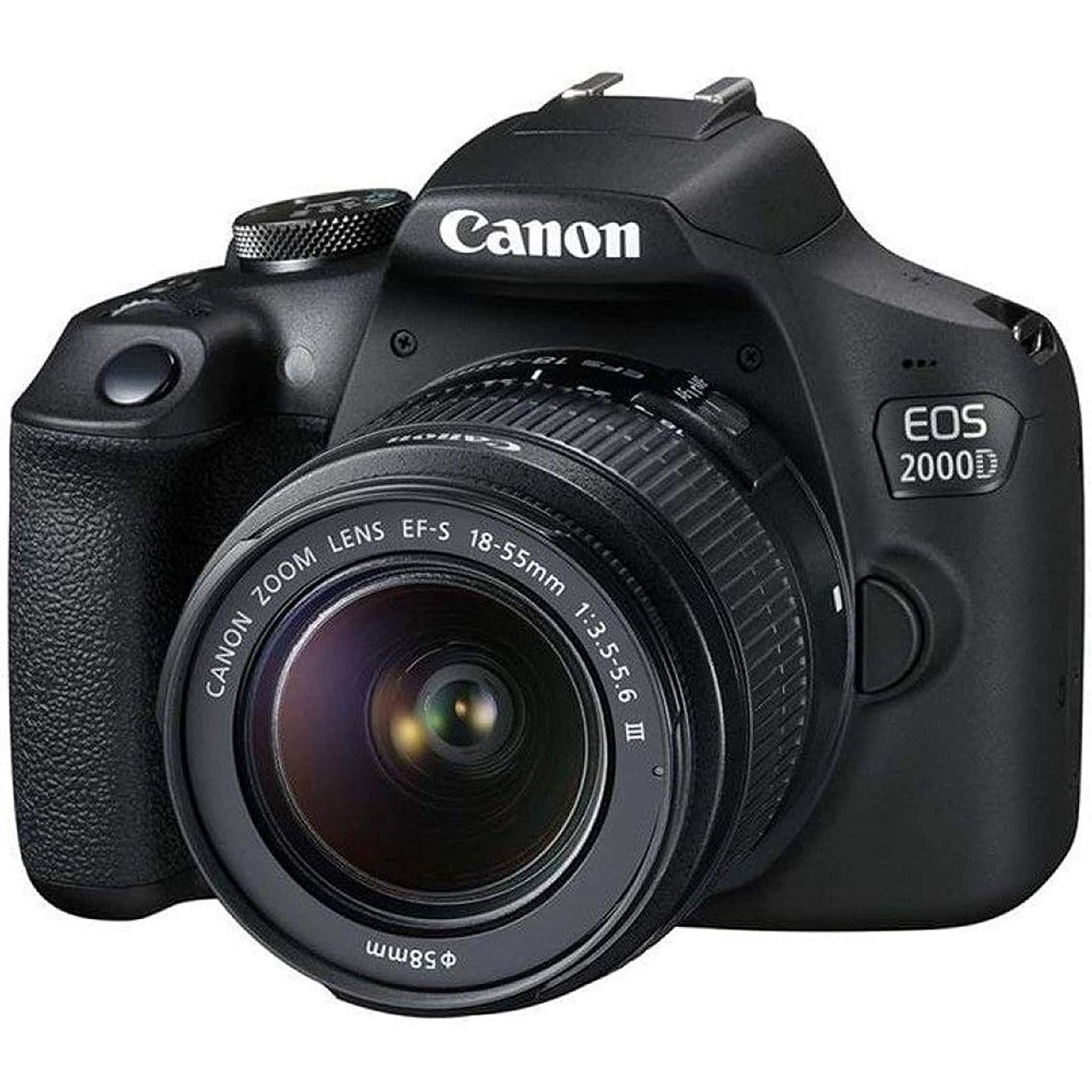 Canon EOS 2000D DSLR Camera with EF-S 18-55 mm f/3.5-5.6 III Lens Intl Model with Memory Kit, Mic, LED Light, and More Canon