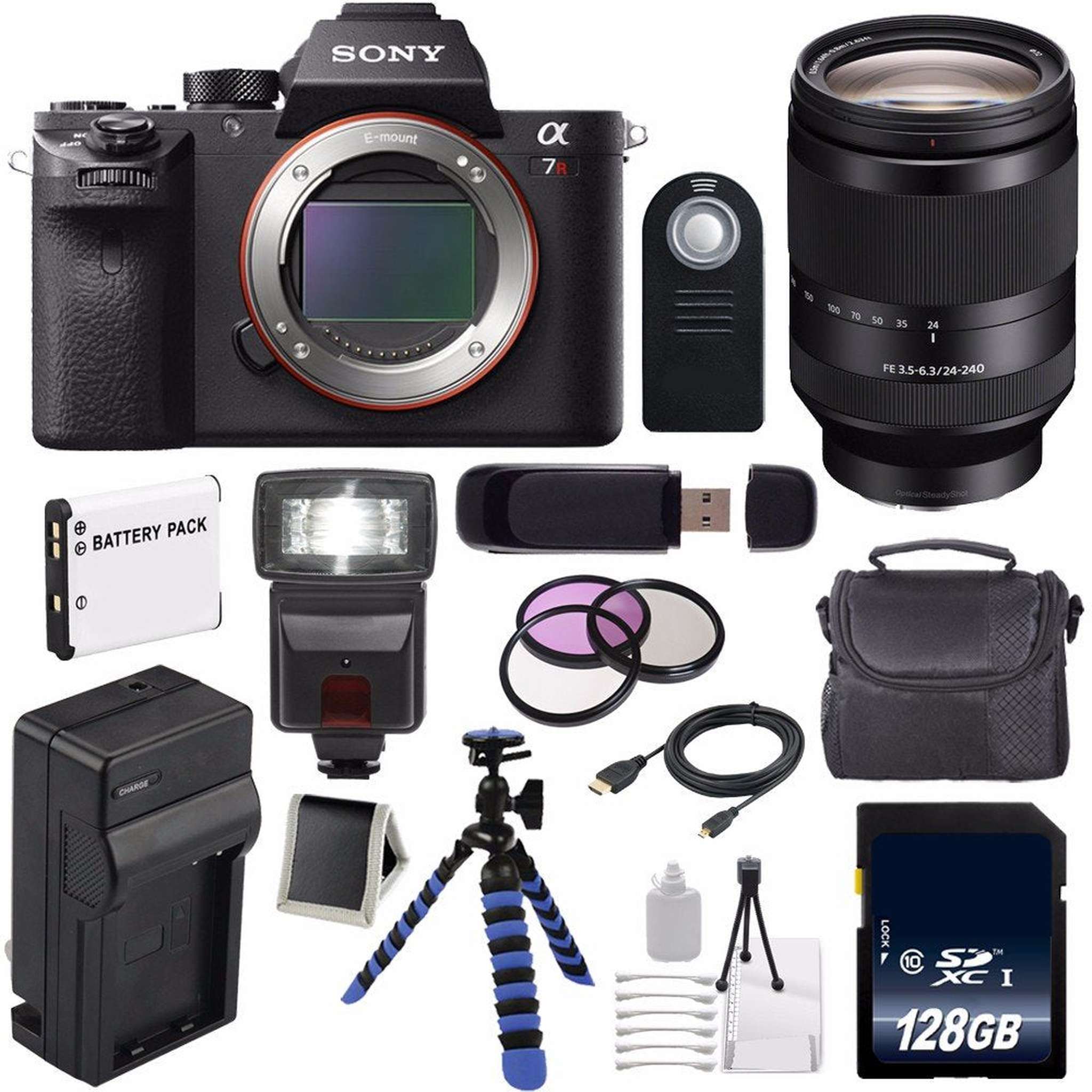 Sony Alpha a7R II Mirrorless Digital Camera International Model + Sony FE 24-240mm f/3.5-6.3 OSS Lens + 72mm 3 Piece Innovative Bundle Sony