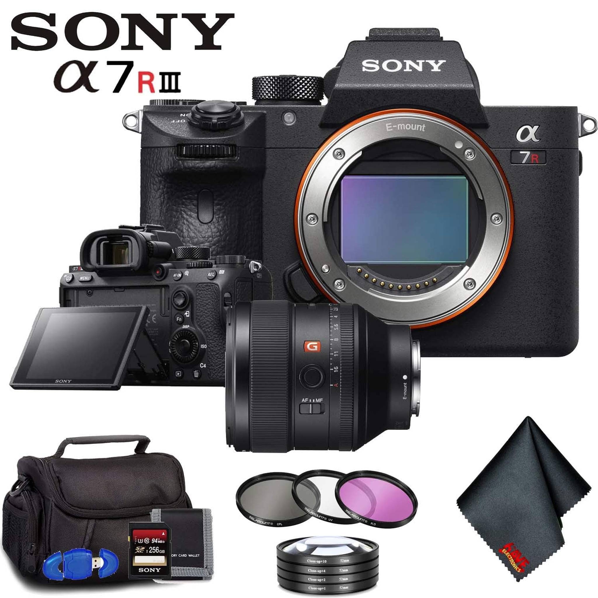 Sony Alpha a7R III Mirrorless Digital Camera Body Only + 85mm Lens + Filter Kit + Memory Card Kit + Carrying Case Advanced Bundle Sony