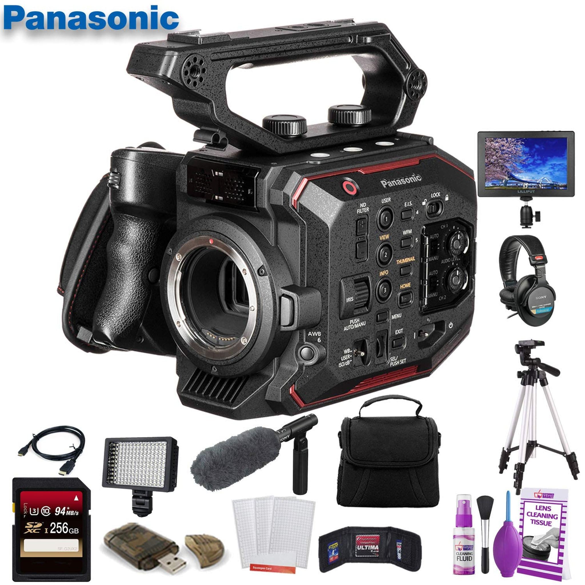 Panasonic AU-EVA1 Compact 5.7K Super 35mm Cinema Camera W/ 256GB Memory Card, Mic, and External Monitor Panasonic