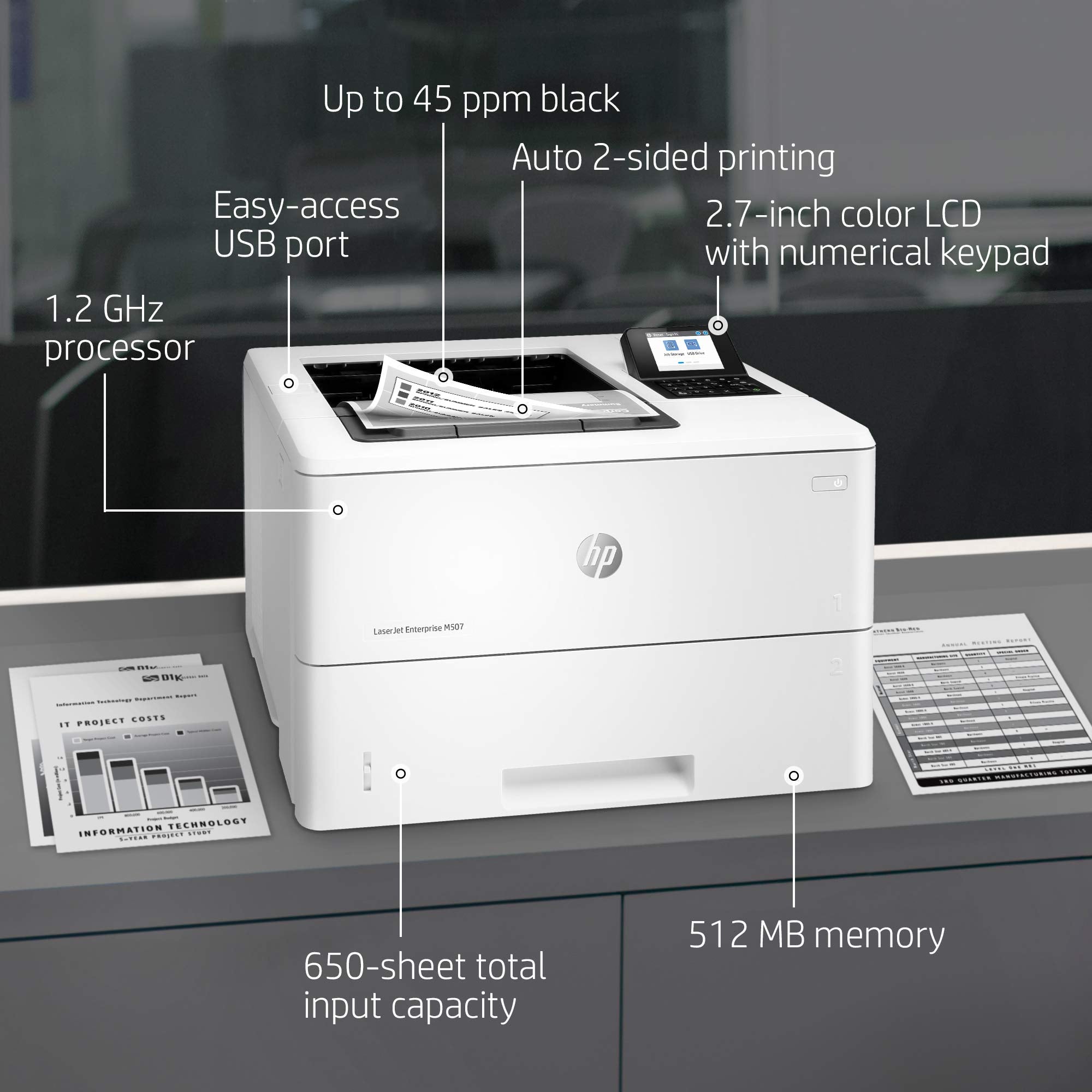 HP Laserjet Enterprise M507dn with One-Year, Next-Business Day, Onsite Warranty 1PV87A HP