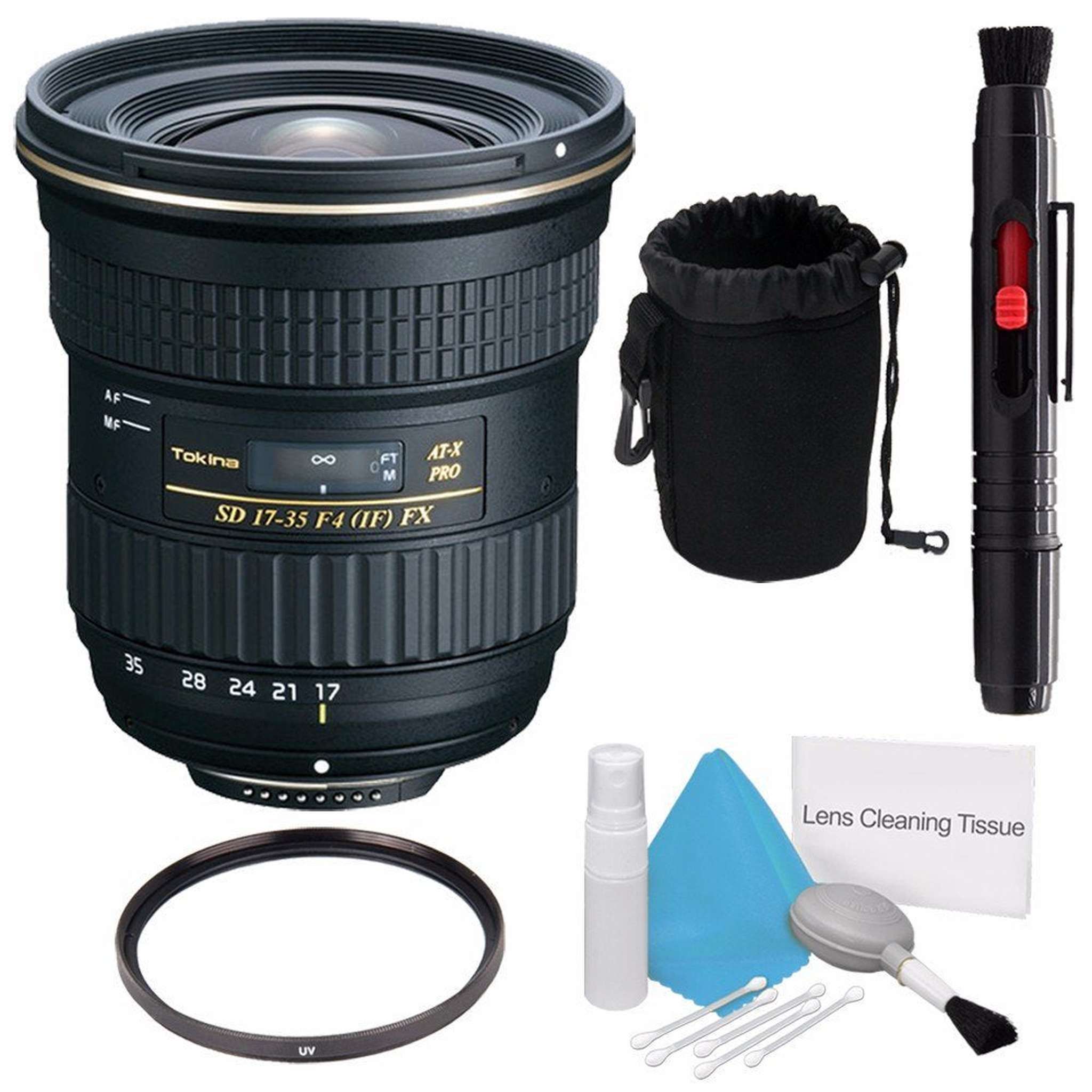 Tokina 17-35mm f/4 Pro FX Lens for Canon Cameras International Model +Deluxe Cleaning Kit + Lens Cleaning Pen Travel Bundle Tokina