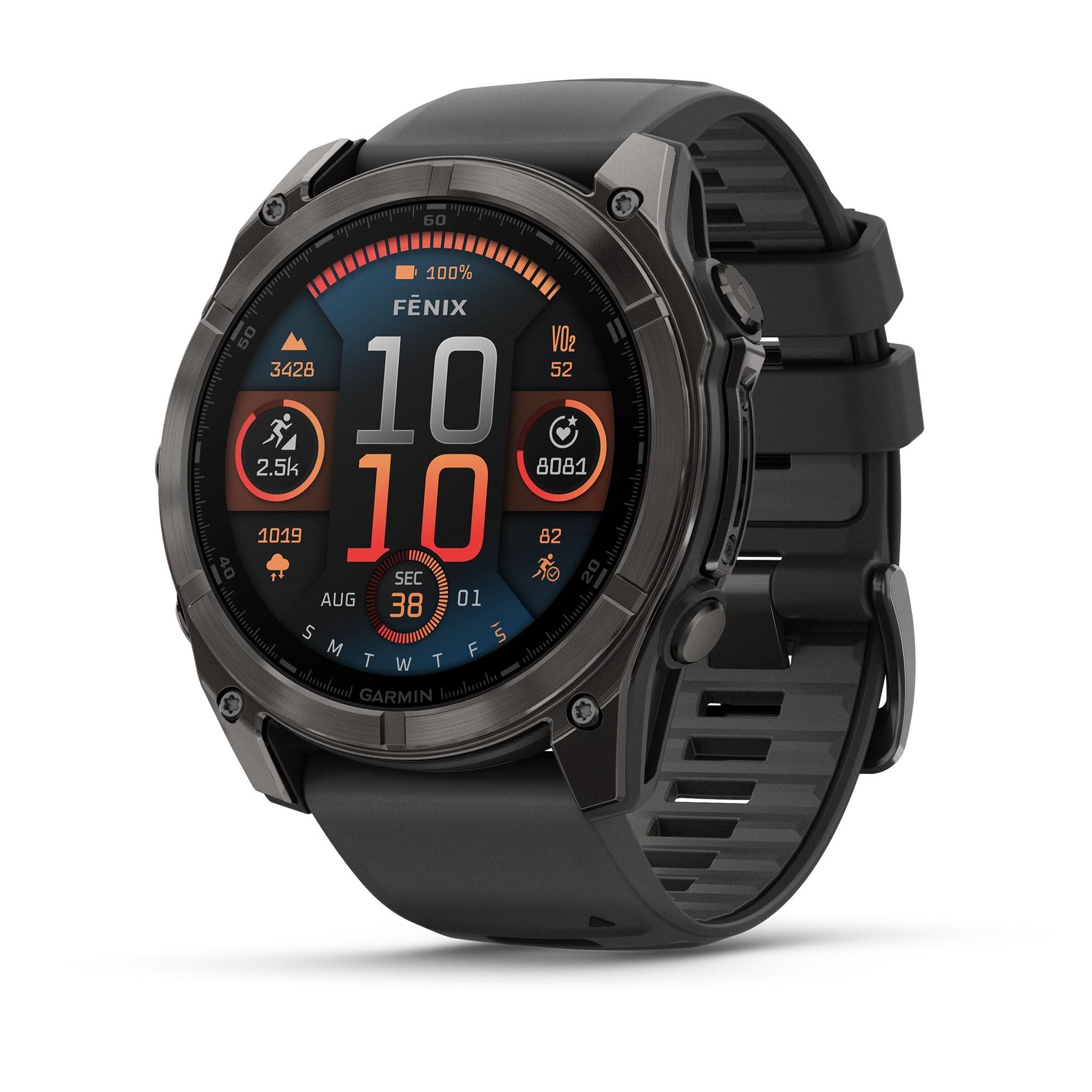 Garmin fēnix® 8 - 51 mm, AMOLED, Sapphire, Premium Multisport GPS Smartwatch, Long-Lasting Battery Life, Dive-Rated, Built-in LED Flashlight, Carbon Gray DLC Titanium with Pebble Gray Band Garmin