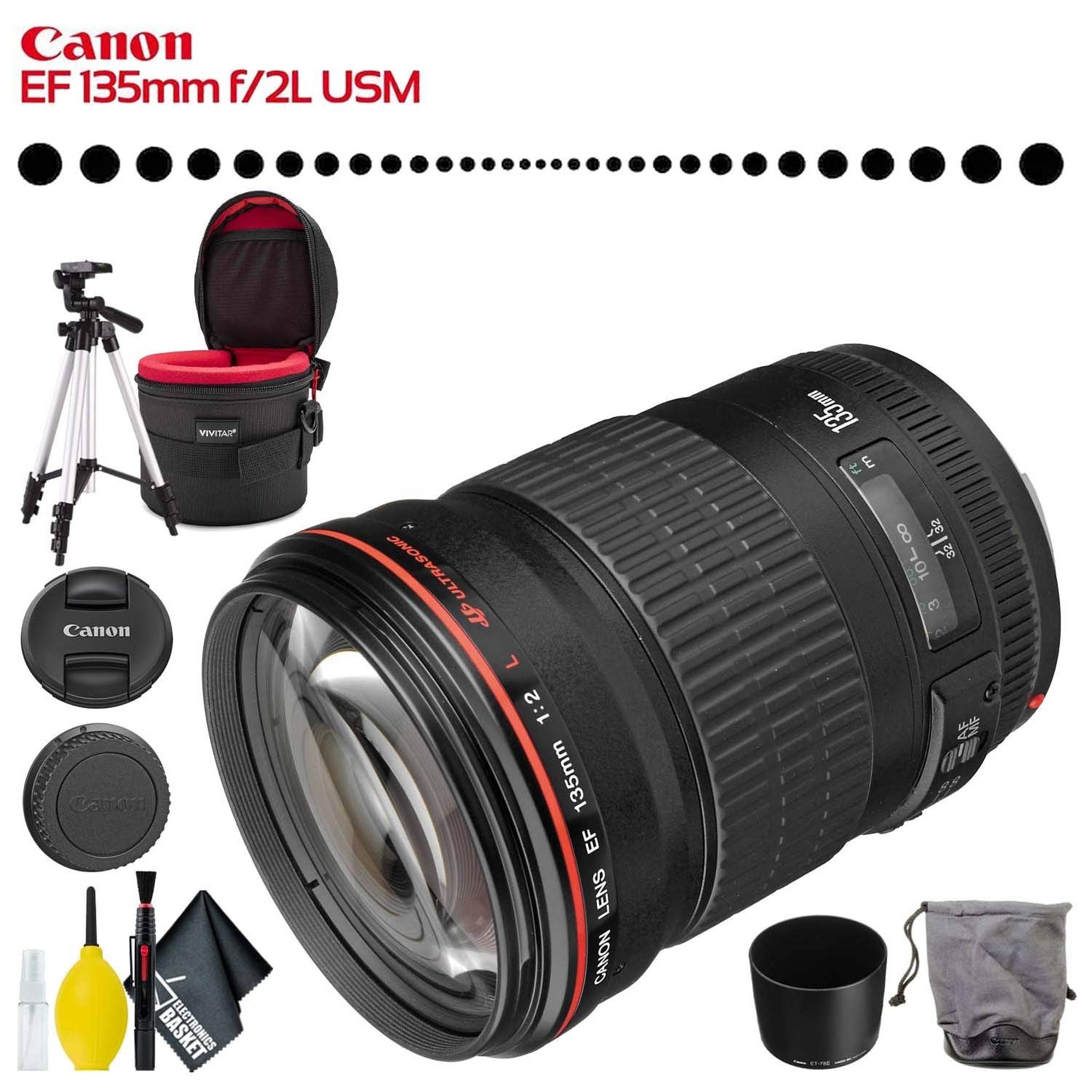 Canon EF 135mm f/2L USM Lens Intl Model with Lens Case, Tripod and Cleaning Kit Canon