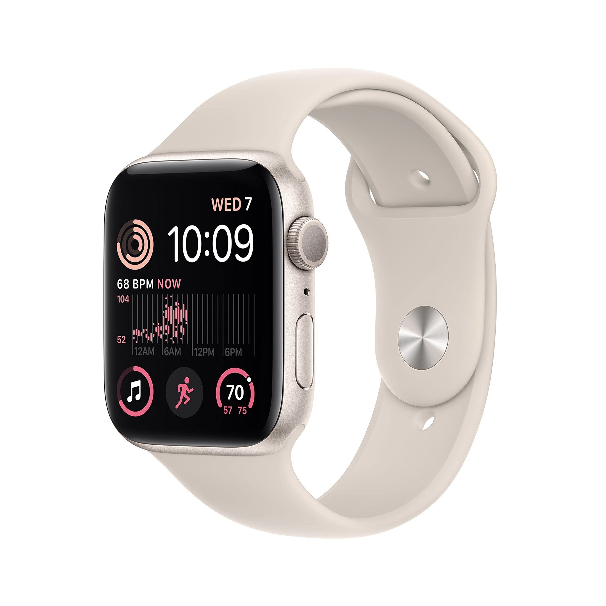 Apple Watch SE (2nd Gen) [GPS 44mm] Smart Watch w/Starlight Aluminum Case & Starlight Sport Band - M/L.